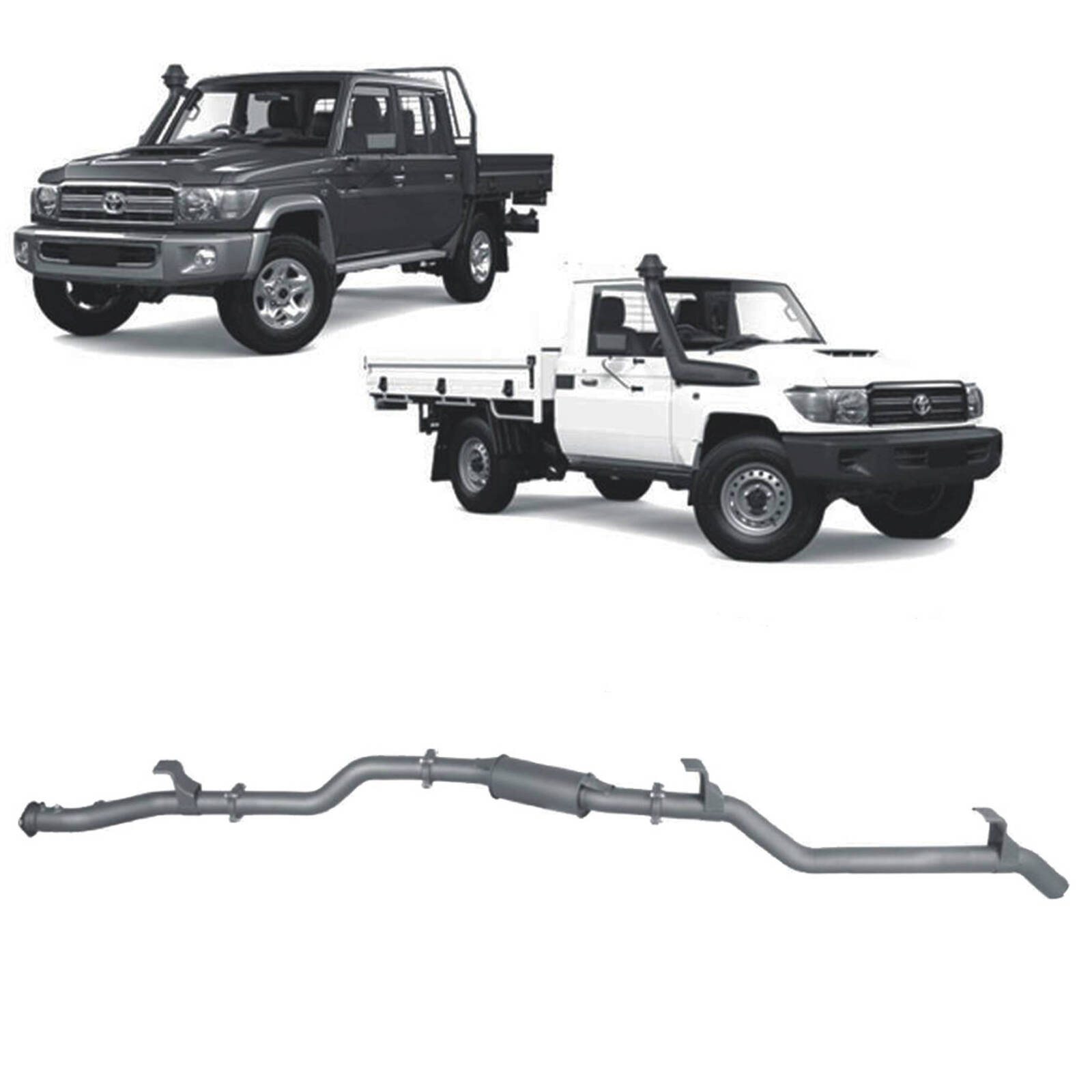 Redback Extreme Duty Exhaust for Toyota Landcruiser 79 Series with Auxiliary Fuel Tank (11/2016 onwards) image