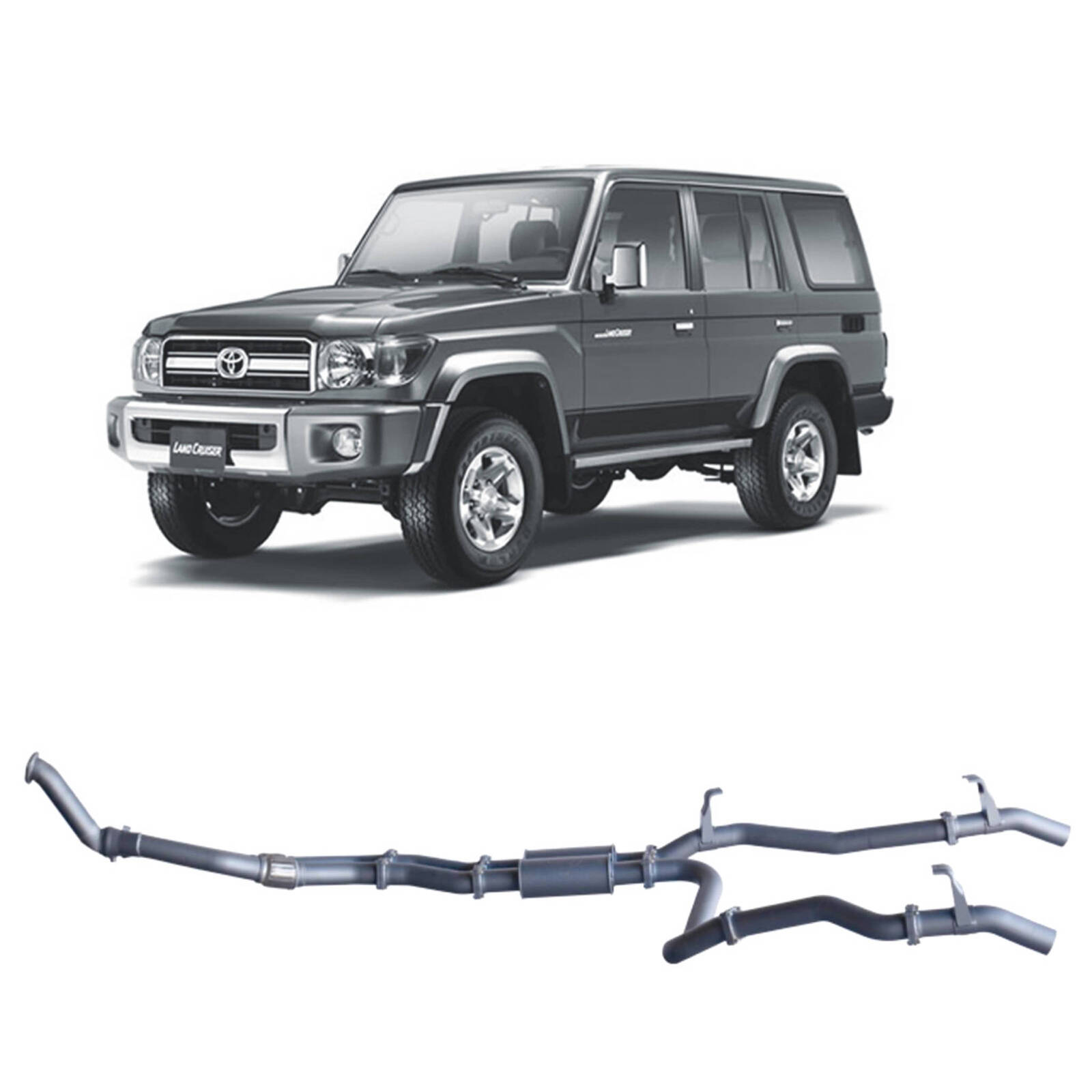 Redback Extreme Duty Twin Exhaust for Toyota 76 Series Landcruiser (03/2007 - 10/2016) image