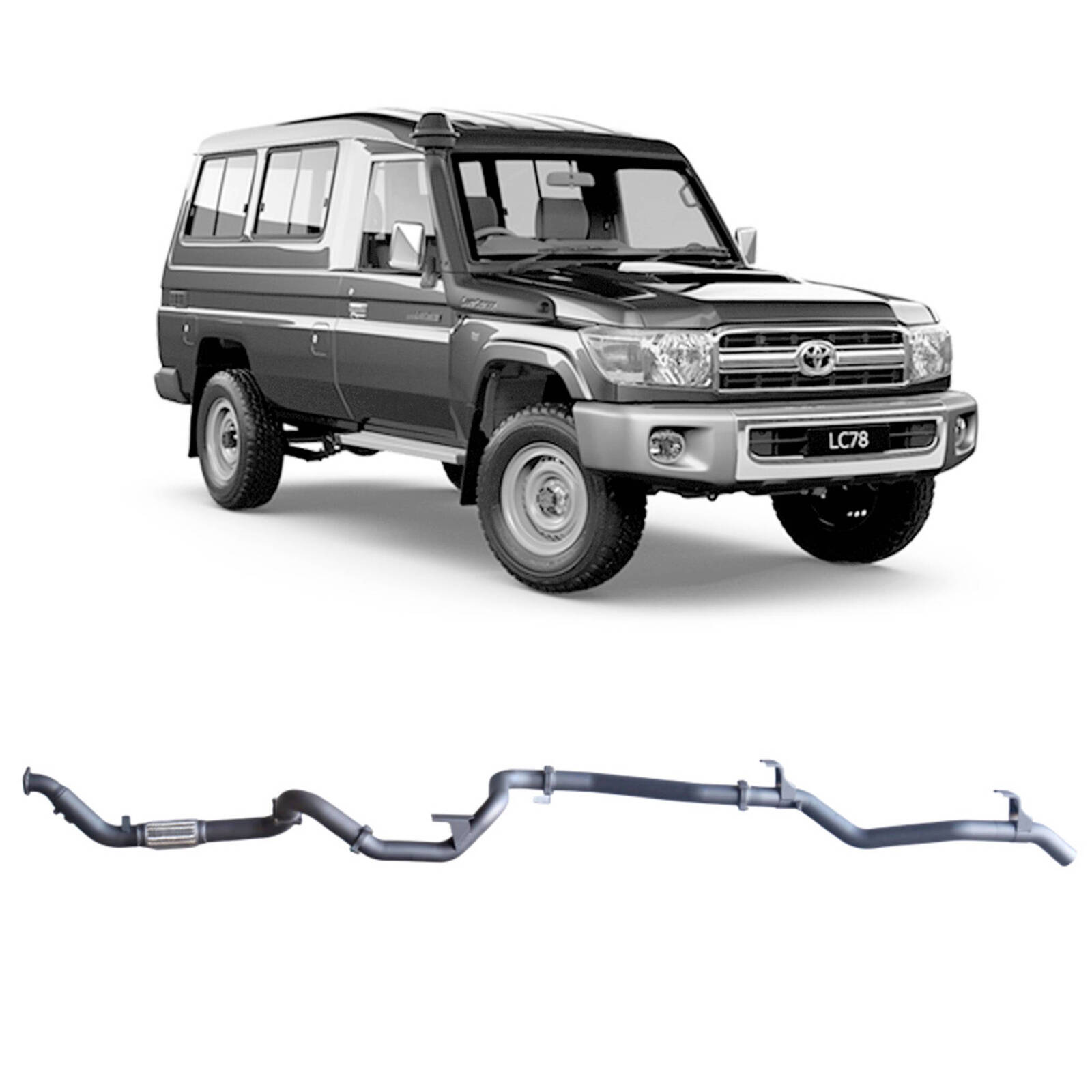 Redback Extreme Duty Exhaust for Toyota Landcruiser 78 Series Troop Carrier (03/2007 - 10/2016) image