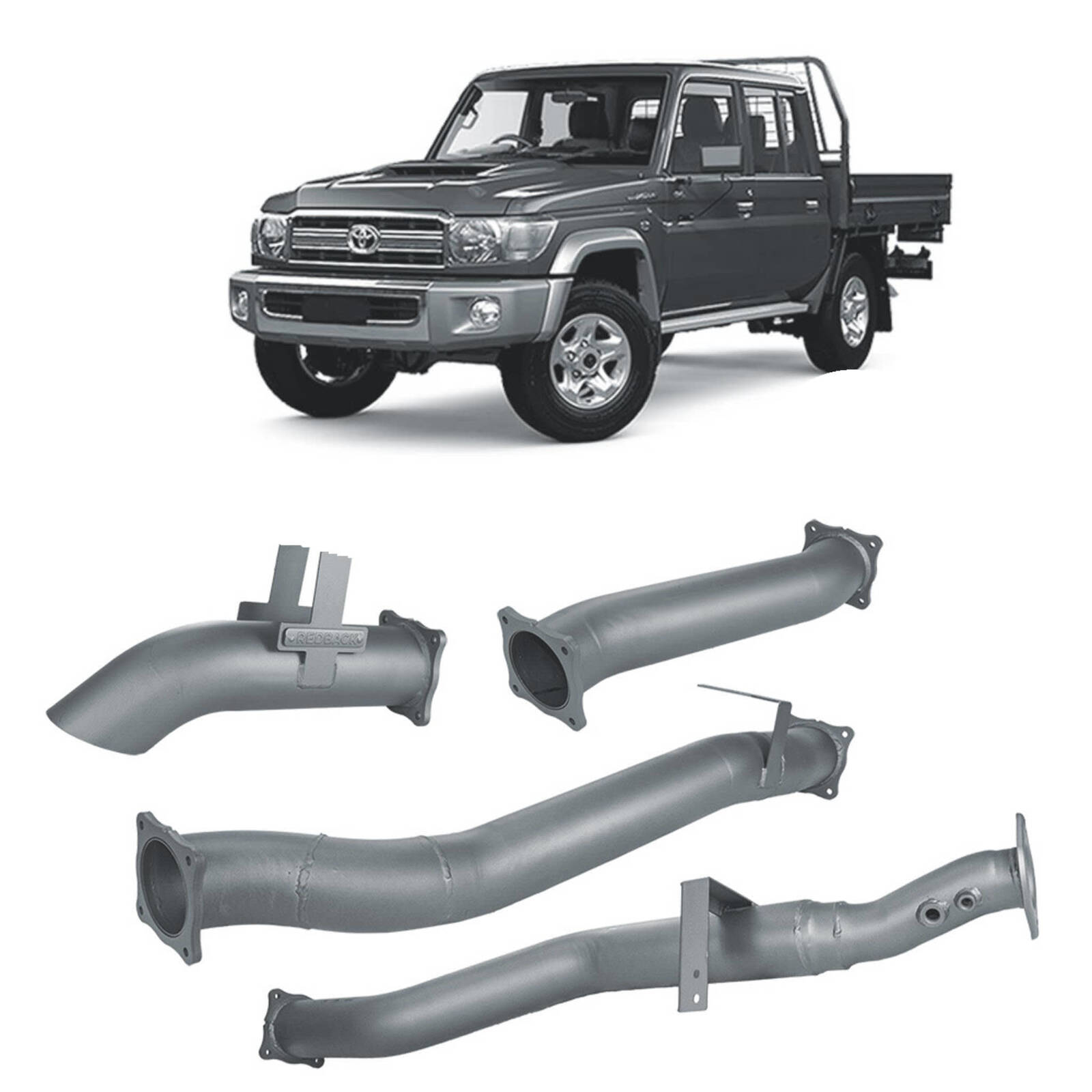 Redback Extreme Duty 4" DPF Back Exhaust for Toyota Landcruiser 79 Series Dual Cab image