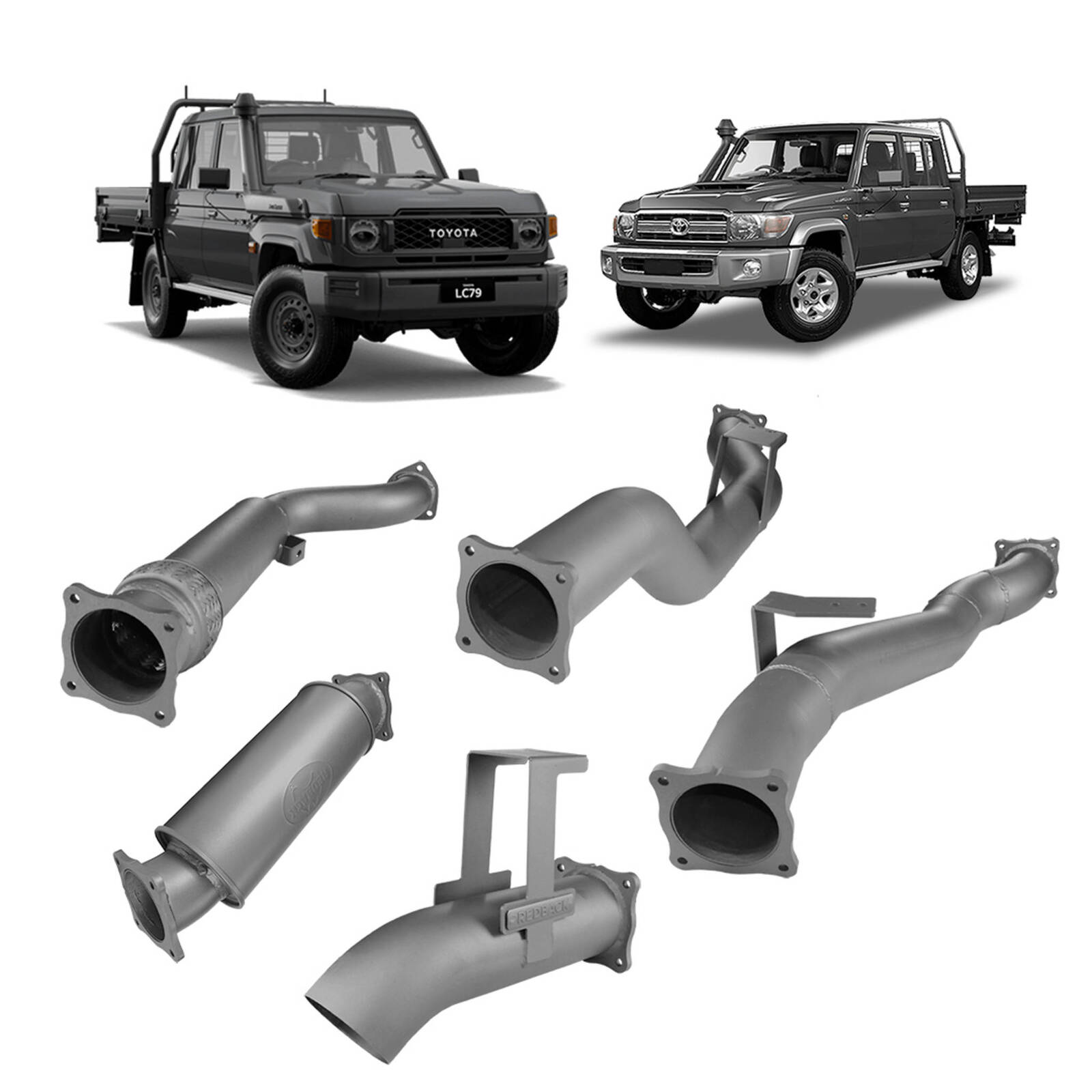 Redback Extreme Duty 4" Turbo Back Exhaust for Toyota Landcruiser 79 Series Dual Cab (2012 - 2024) image