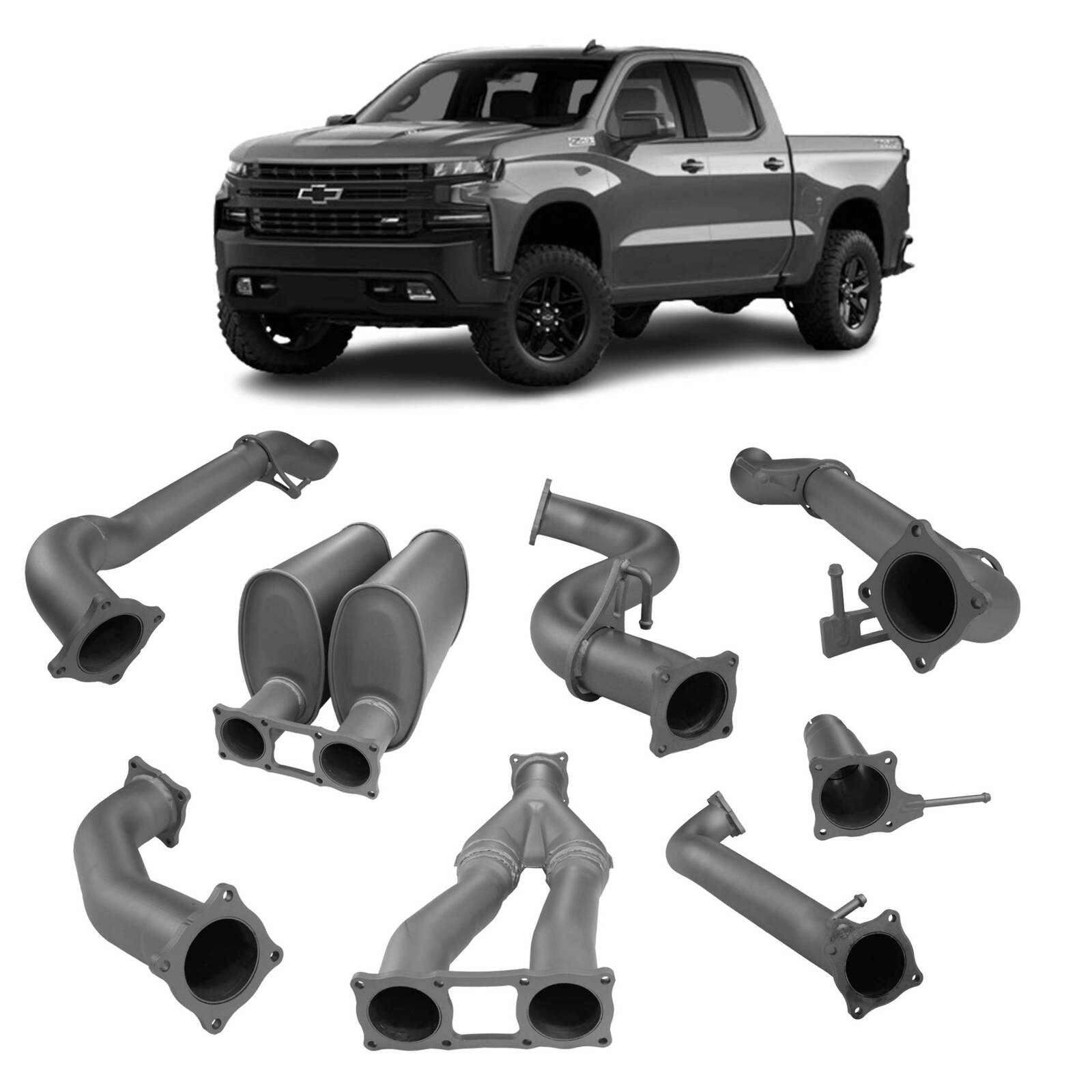 Redback 4x4 Exhaust System for Chevrolet Silverado 1500 with Antidrone Mufflers (03/2020 - on) image