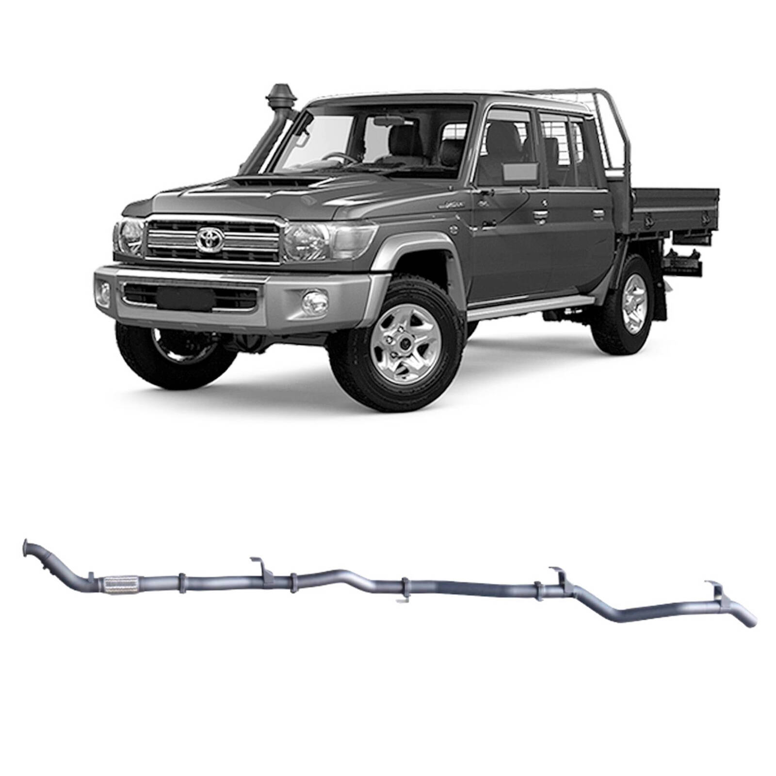 Redback Extreme Duty Exhaust for Toyota Landcruiser 79 Series Double Cab with Auxiliary Fuel Tank (01/2012 - 10/2016) image