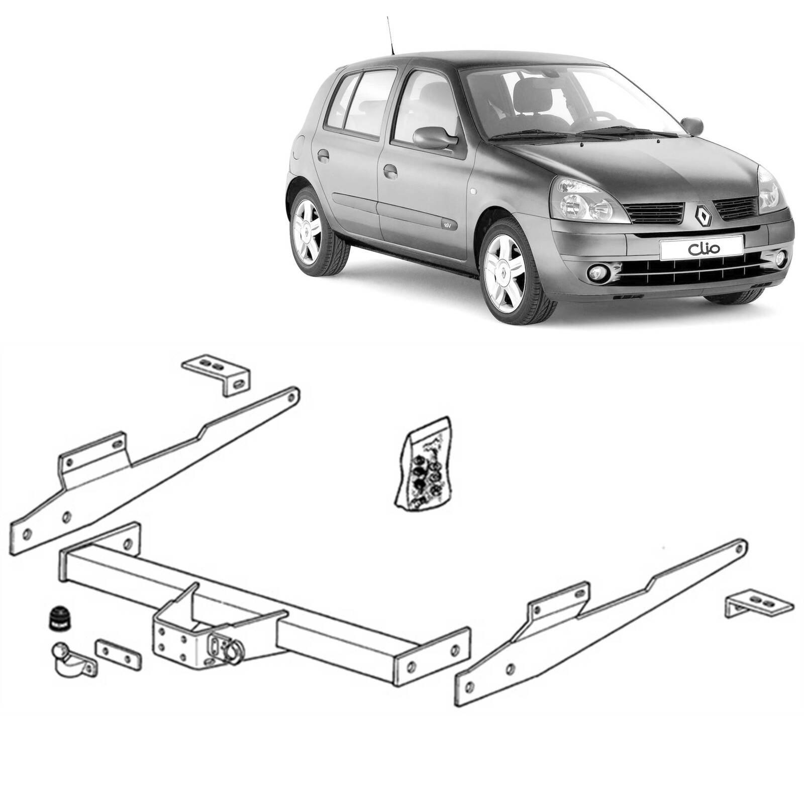 Brink Towbar for Renault Clio (12/2001 - 06/2006), Renault Clio (02/2000 - 07/2008) image