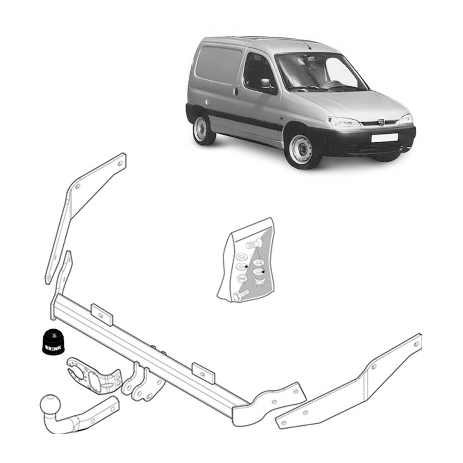 Brink Towbar for Peugeot Partner (08/2005 - 03/2008), Citroen Berlingo (07/1996 - 03/2008), Citroen Berlingo (07/1999 - 03/2008), Peugeot Partner (06/ image