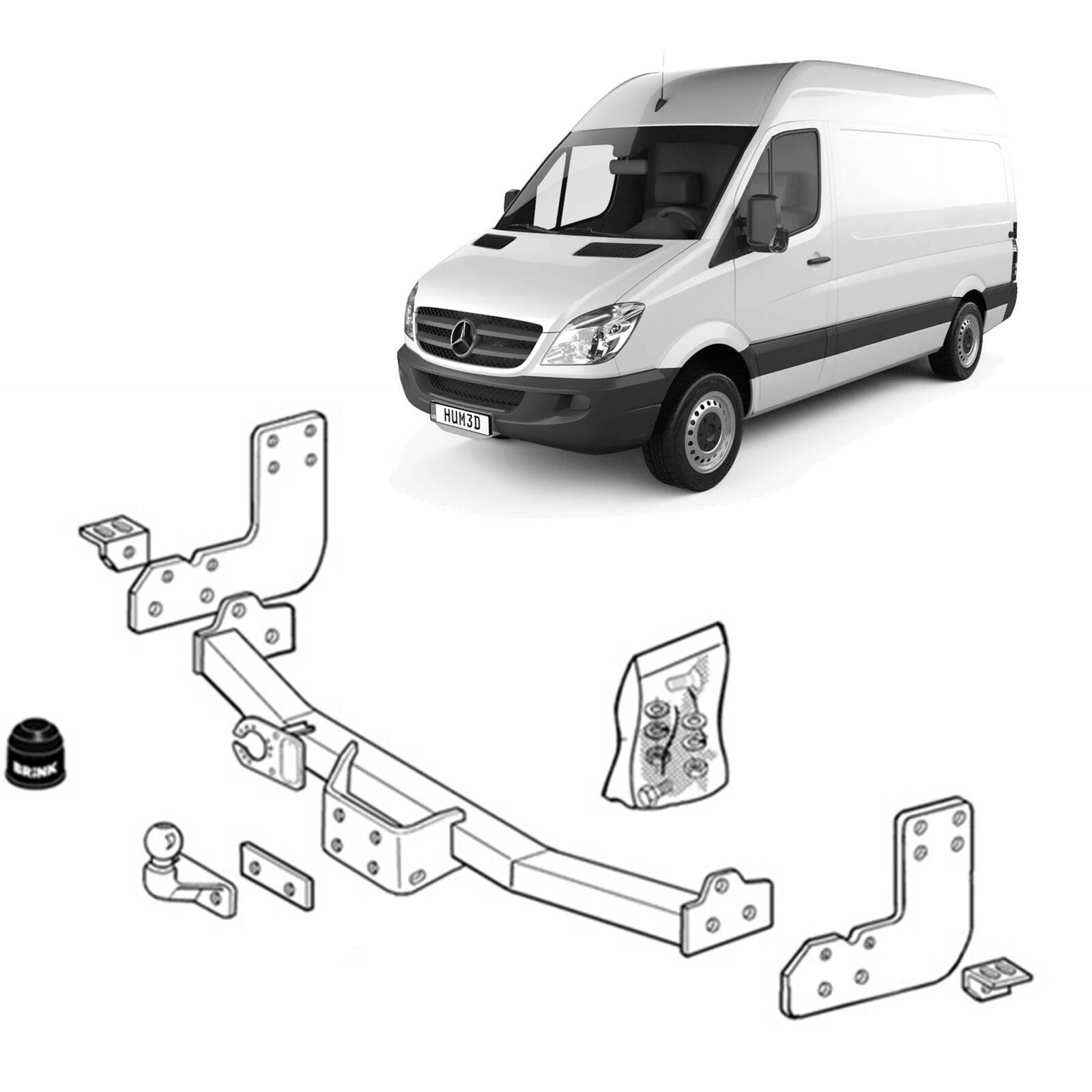 Brink Towbar for Volkswagen LT 28-35 (05/1999 - 07/2006), MERCEDES-BENZ Sprinter (02/1996 - 06/2018), Volkswagen LT35 - LT50 (05/1999 - 07/2006), MERC image