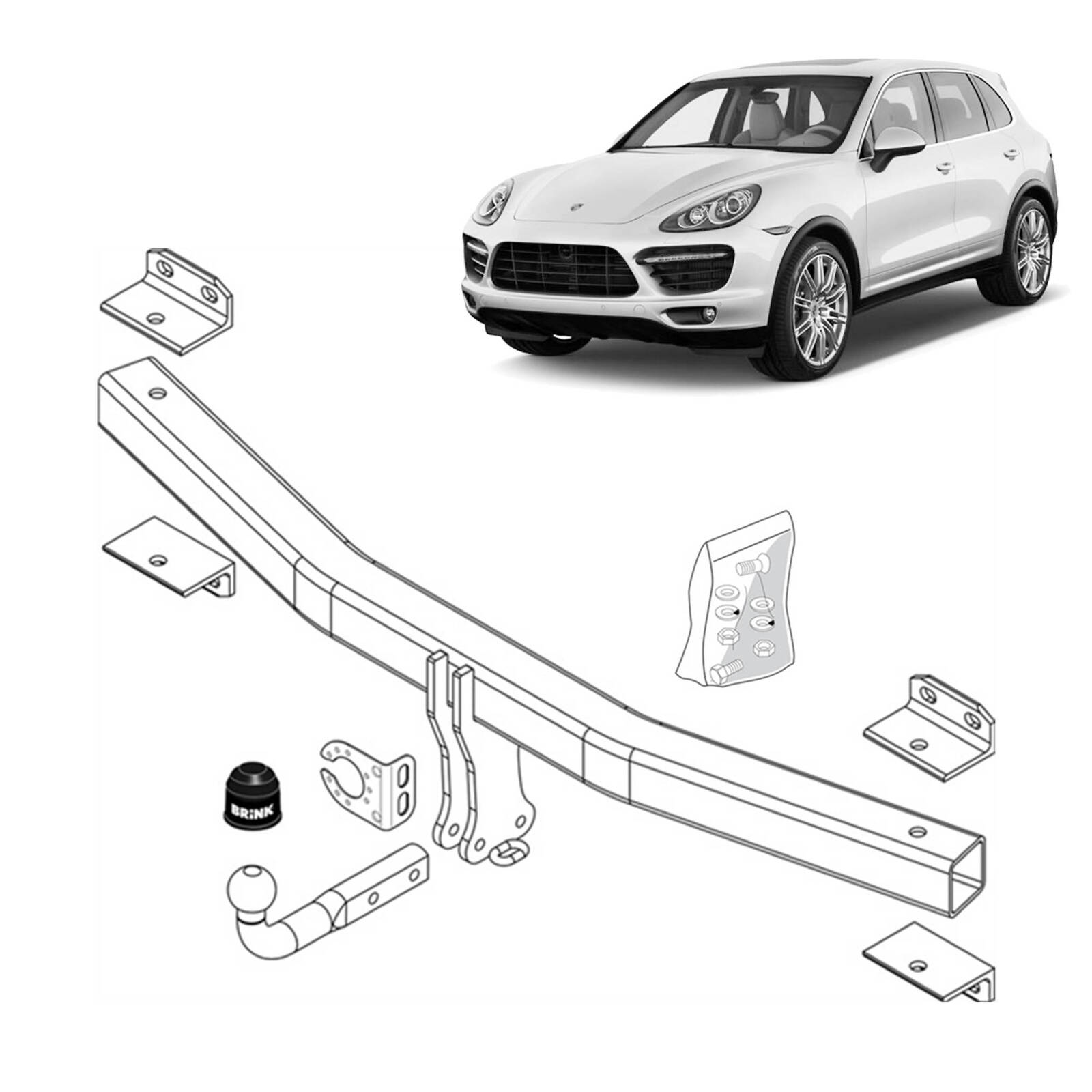 Brink Towbar for Volkswagen Touareg (09/2003 - 11/2004), Porsche Cayenne (06/2010 - 07/2017), Porsche Cayenne (09/2002 - 09/2010) image