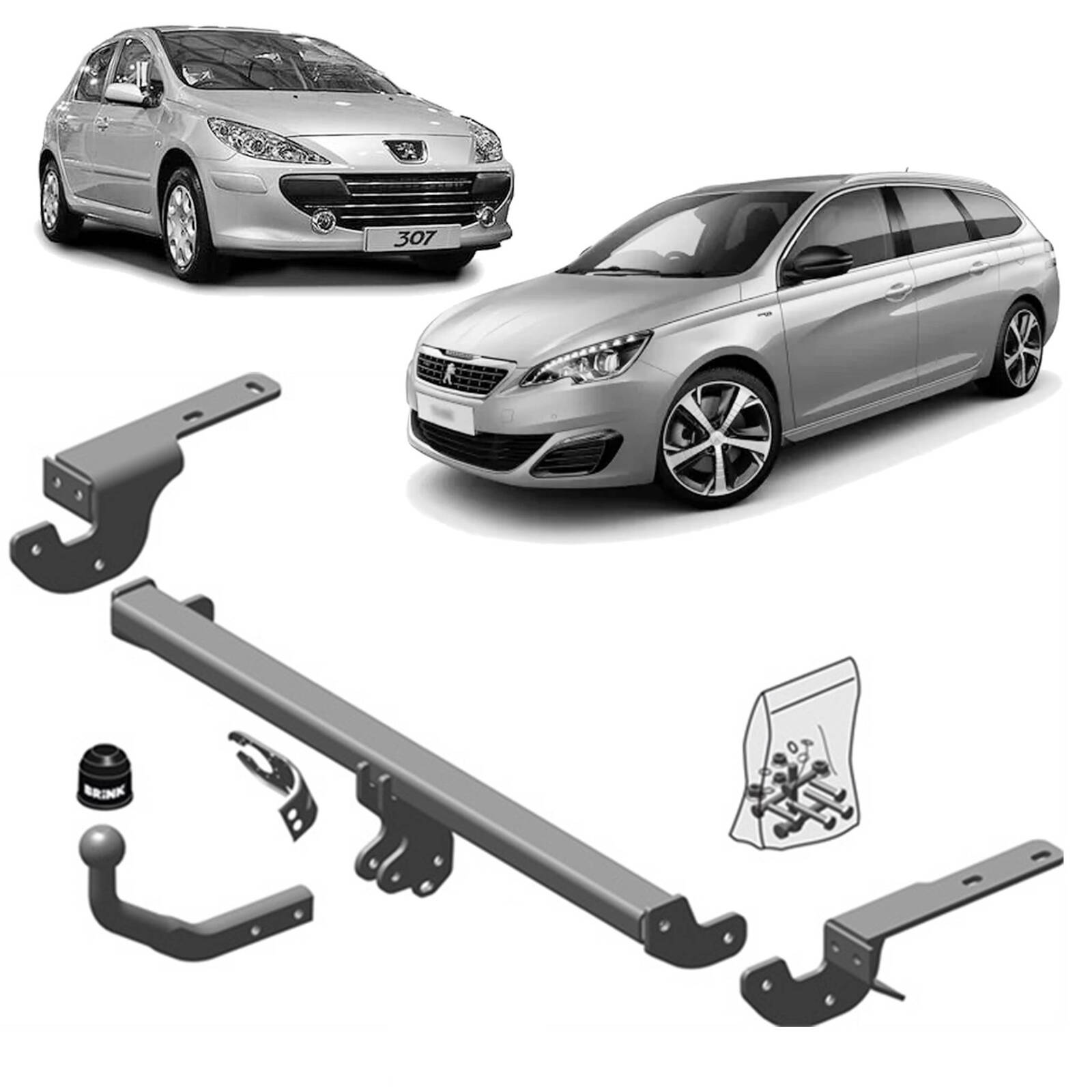 Brink Towbar for Peugeot 307 (08/2000 - 08/2007), Citroen C4 (11/2004 - 07/2011), Peugeot 308 (09/2007 - 02/2011), Citroen C4 (11/2004 - 07/2011) image