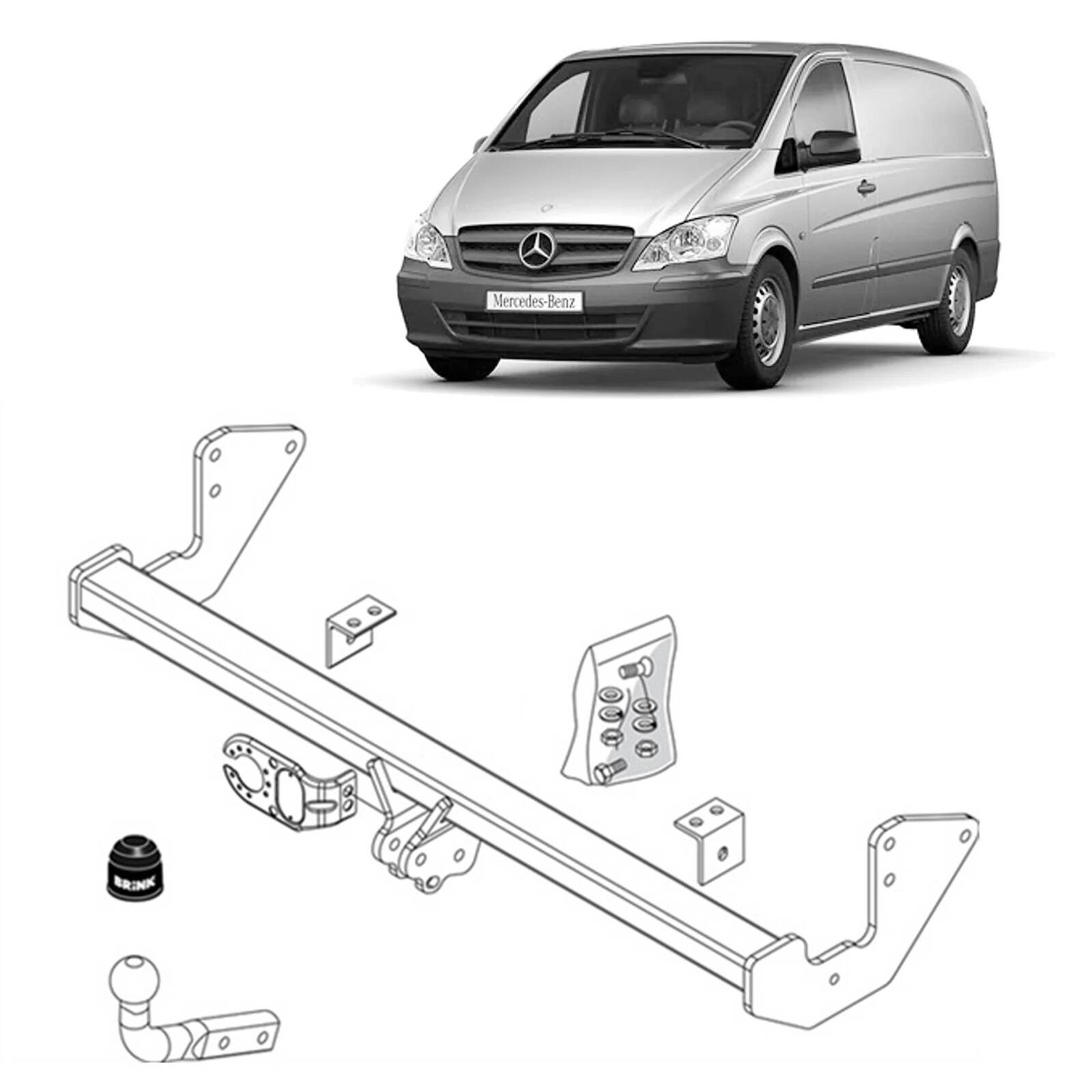 Brink Towbar for MERCEDES-BENZ Vito (04/2004 - 02/2015), Valente (07/2006 - 02/2015), MERCEDES-BENZ Vito / Mixto (09/2003 - 02/2015), MERCEDES-BENZ Vi image