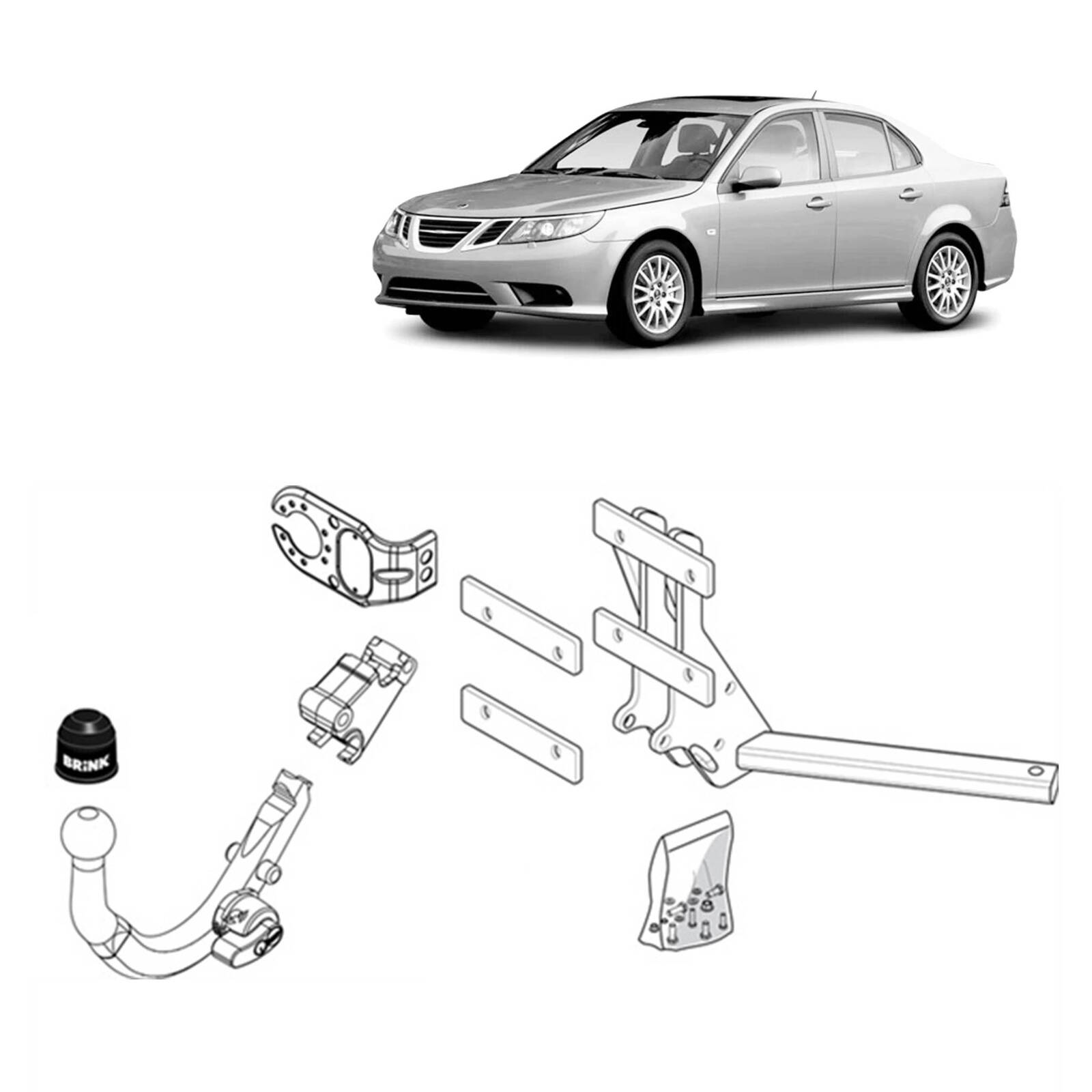 Brink Towbar for Saab 9-3 (08/2003 - 01/2008), Saab 9-3 (09/2002 - 02/2015) image