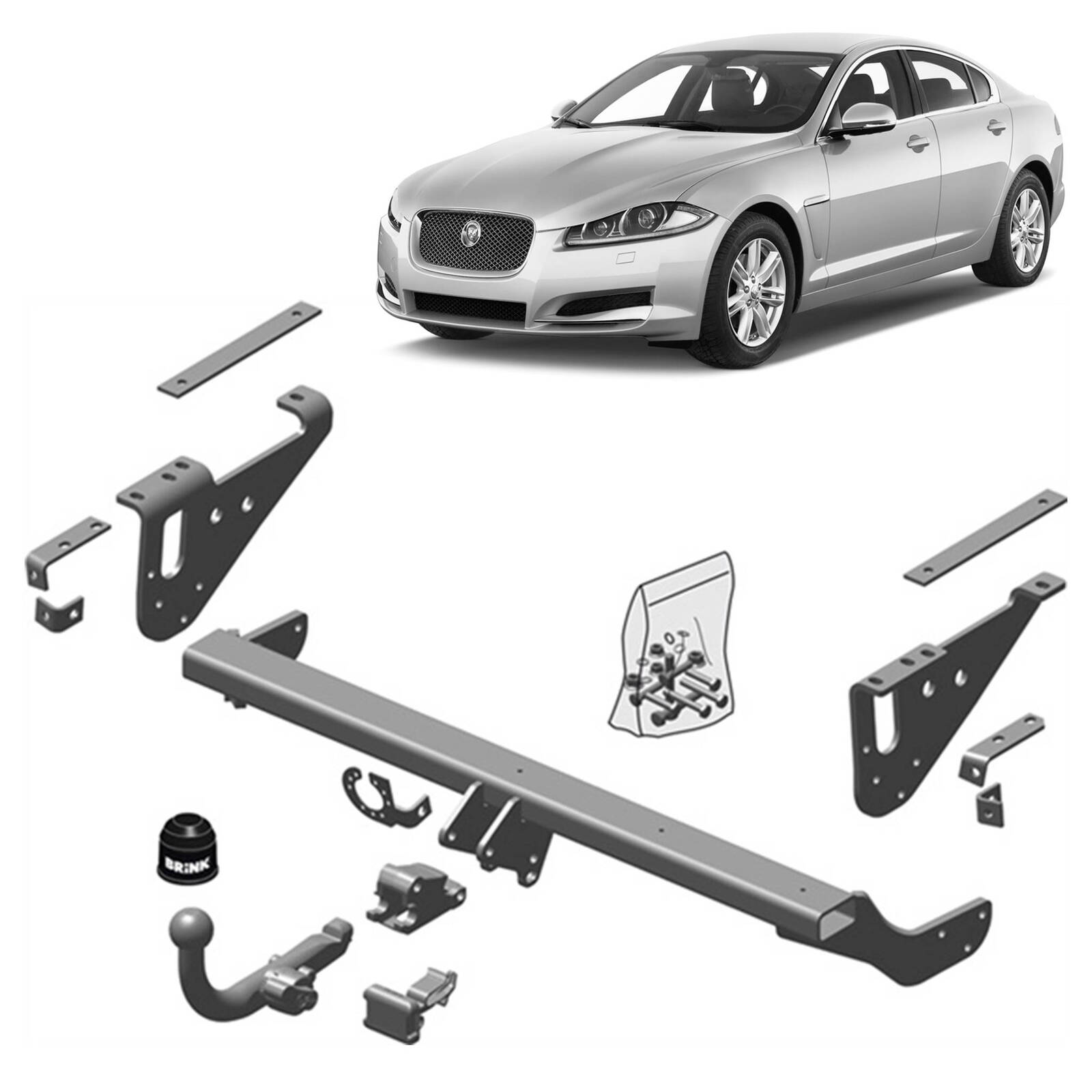 Brink European Style Towbar and Universal Wiring Harness for Jaguar XF (03/2008 - 04/2015) image