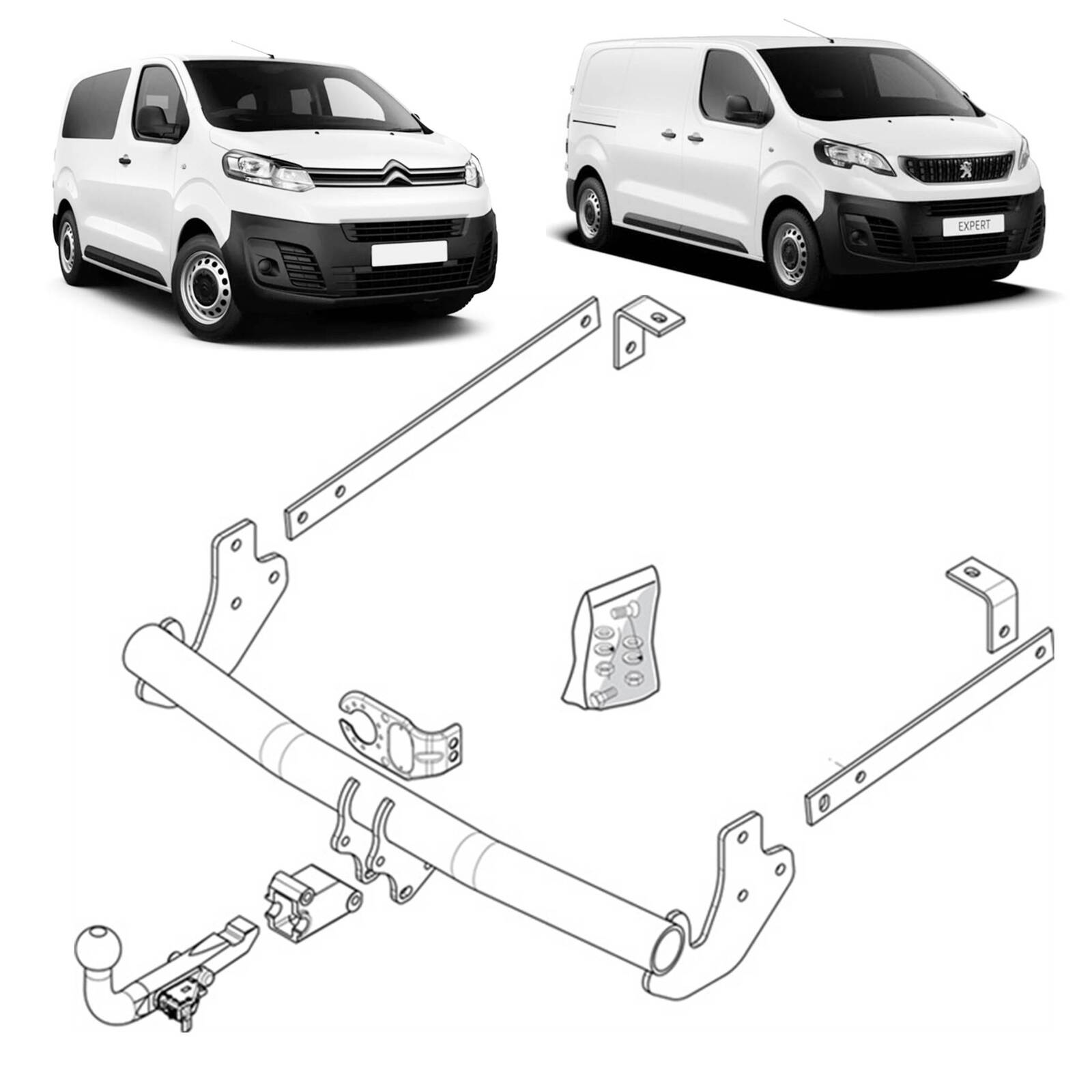 Brink Towbar for Fiat Scudo (04/2008 - 10/2015), Peugeot Expert (01/2007 - 05/2016), Citroen Dispatch (01/2007 - 05/2016) image