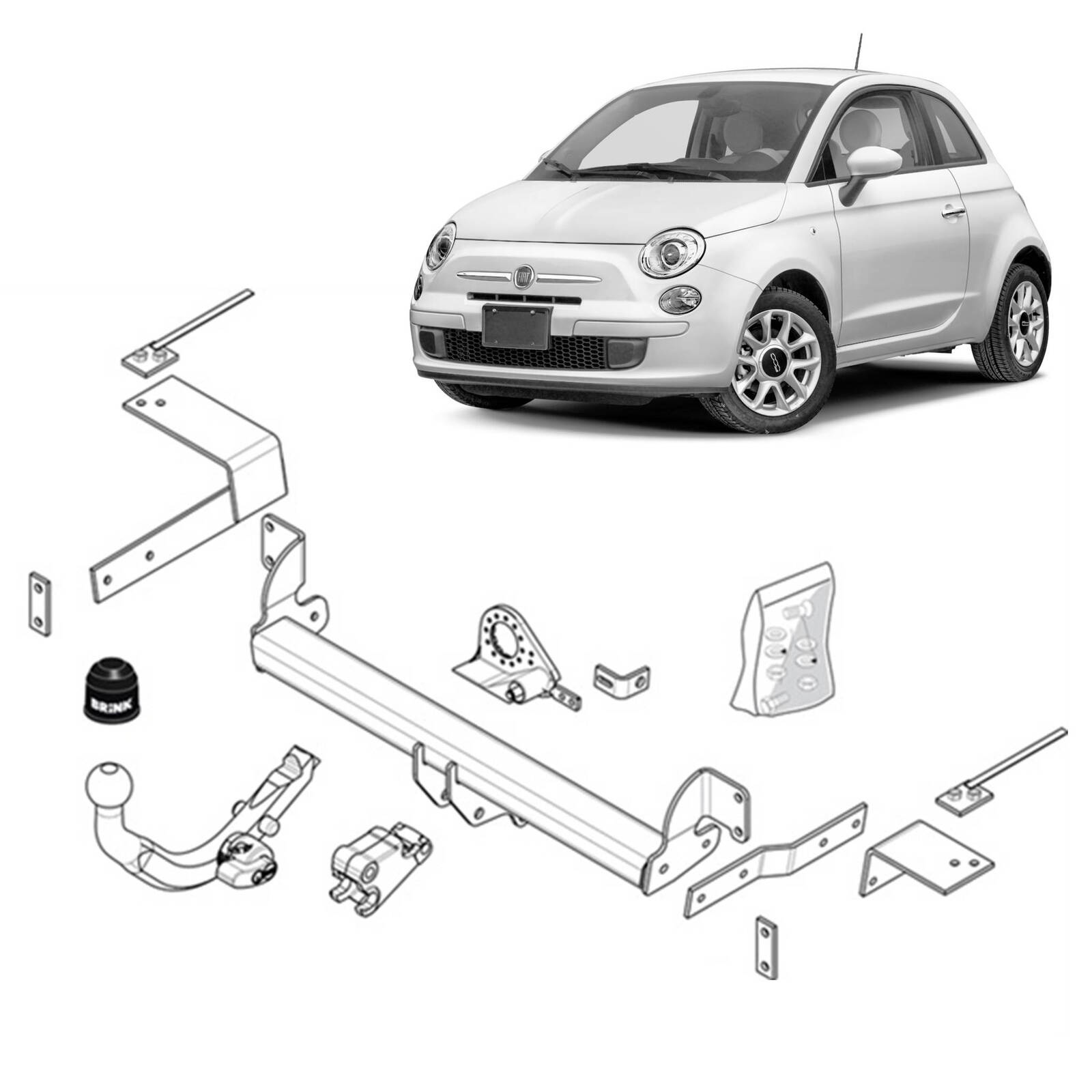 Brink Towbar for Fiat 500 (07/2007 - on), Fiat 500C (09/2009 - 02/2017), 500 C (09/2009 - on) image