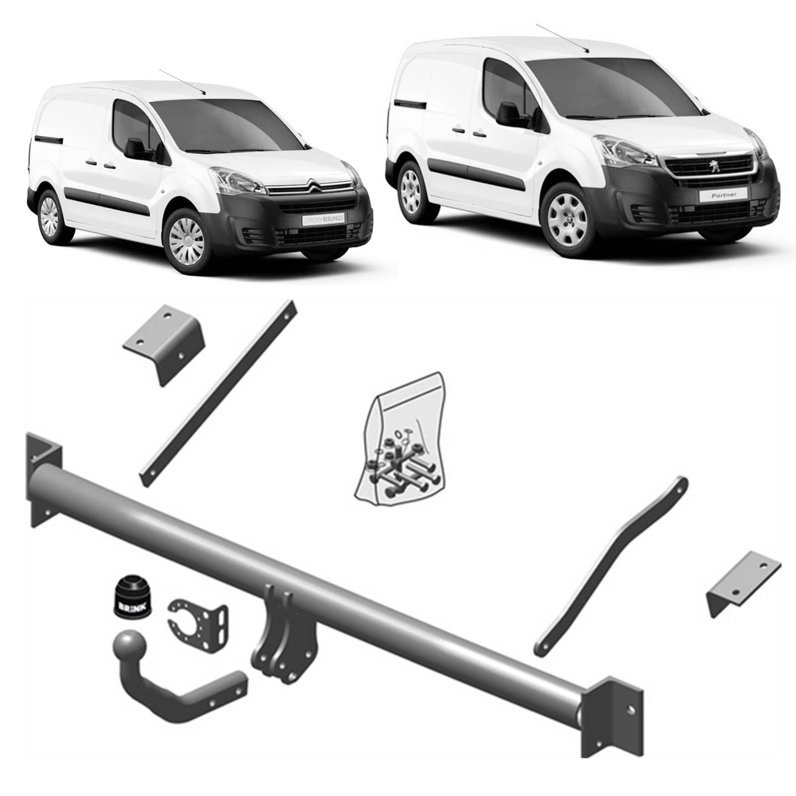 Brink Towbar for Citroen Berlingo (04/2008 - 10/2018), Citroen Berlingo (04/2008 - 10/2018), Peugeot Partner (04/2008 - 10/2018) image