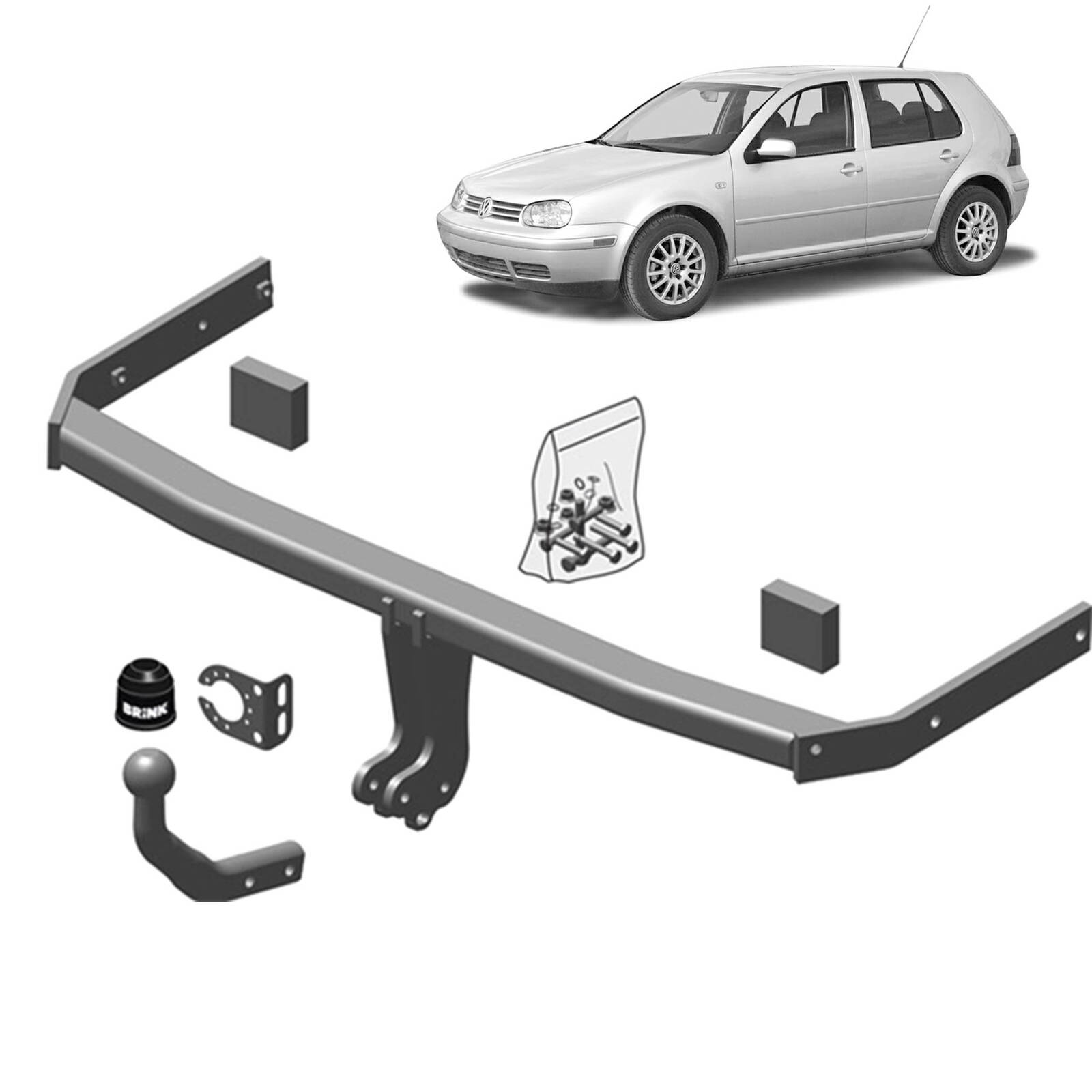 Brink Towbar for Audi A3 (05/1997 - 05/2003), Volkswagen Golf (08/1997 - 11/2008), Volkswagen Bora (10/1998 - 09/2005) image