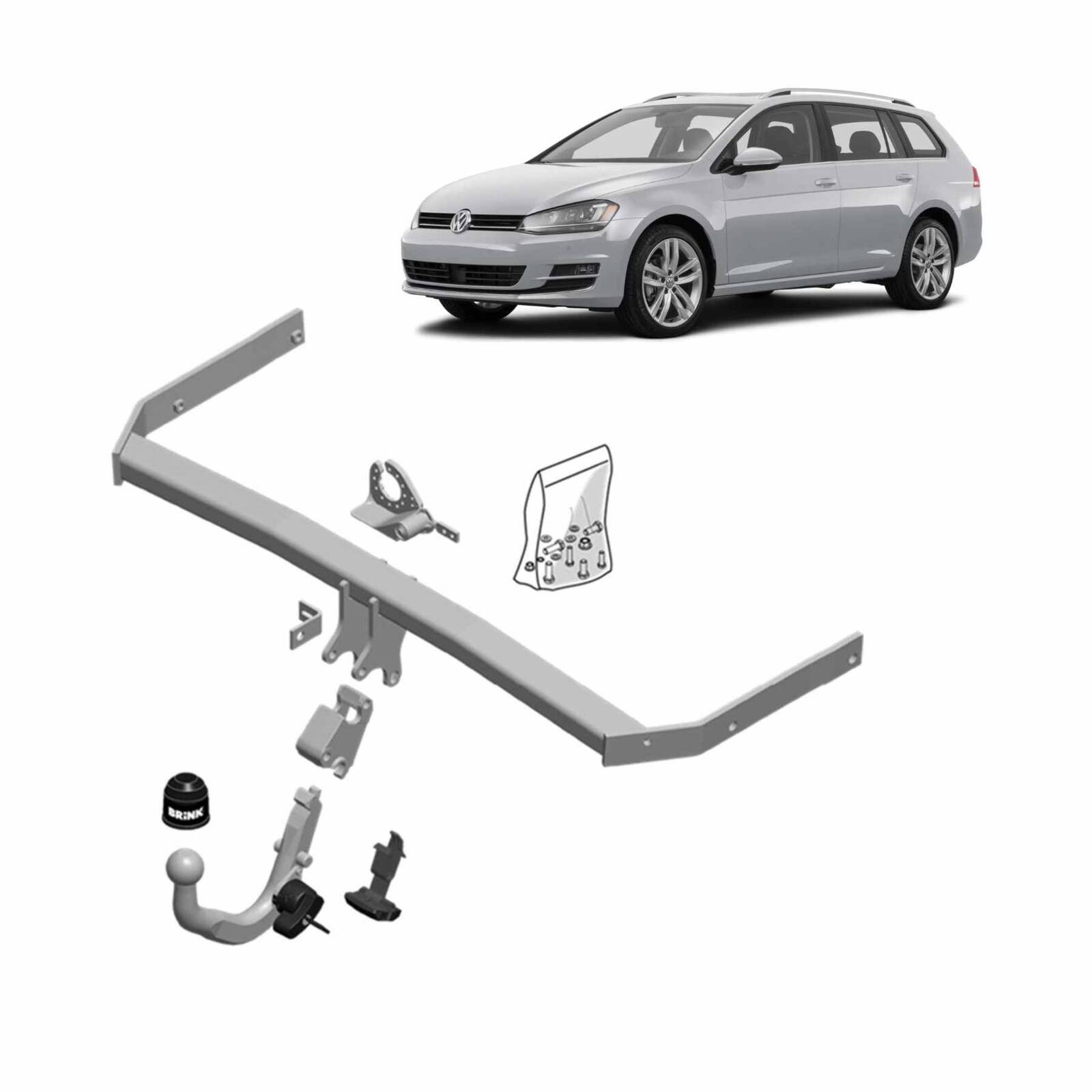 Brink European Style Towbar & Direct Fit Wiring for Volkswagen Golf (04/2013 - 03/2017) image