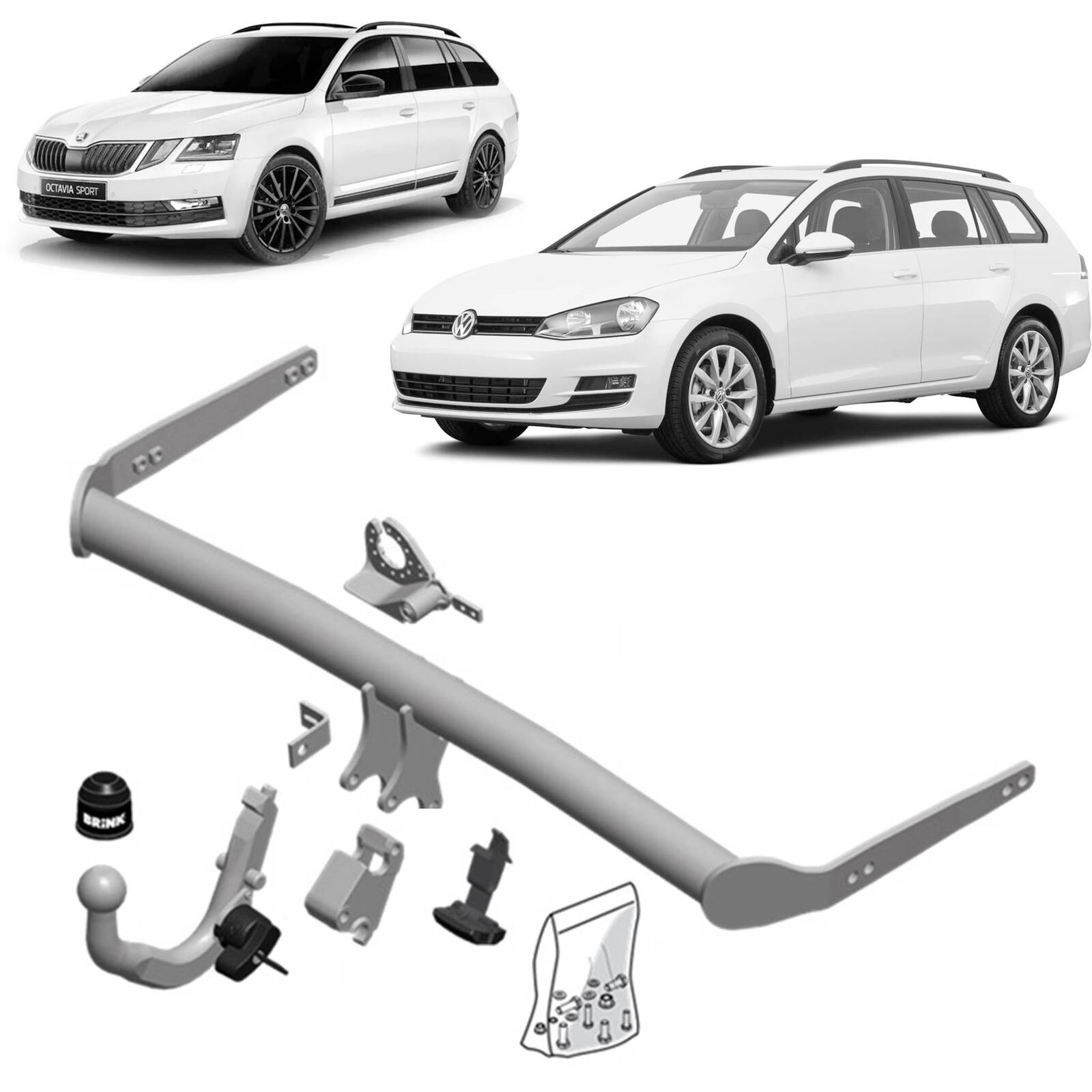 Brink Towbar for Volkswagen Golf (07/2009 - on), Volkswagen Golf Alltrack (12/2014 - 12/2020), Skoda Octavia (01/2021 - on), Skoda Octavia (06/2020 -  image