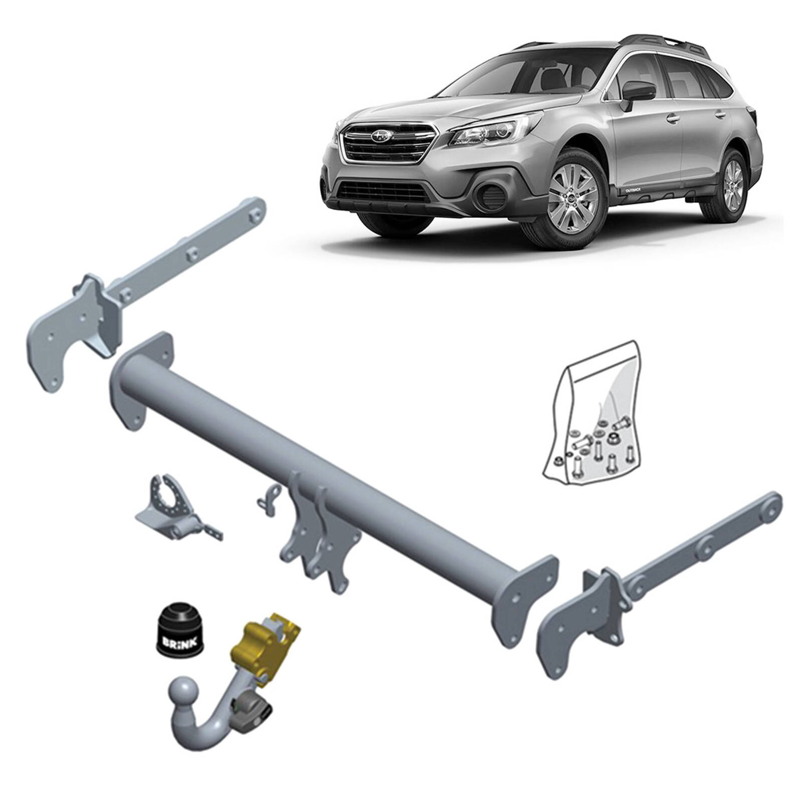 Brink European Style Towbar & Universal Wiring for Subaru Outback BS Series Wagon (10/2014 - 08/2019) image