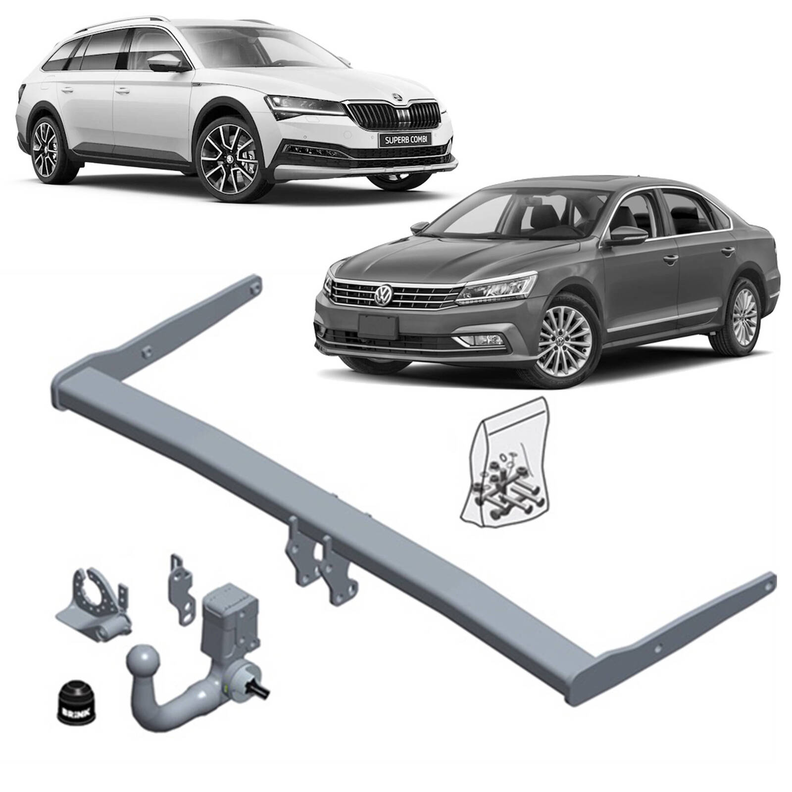 BrinkEuropean Towbar & Universal Wiring for Skoda Superb (03/2015 - on), Skoda Superb (03/2015 - on), Volkswagen Passat (08/2014 - on), Volkswagen Pas image