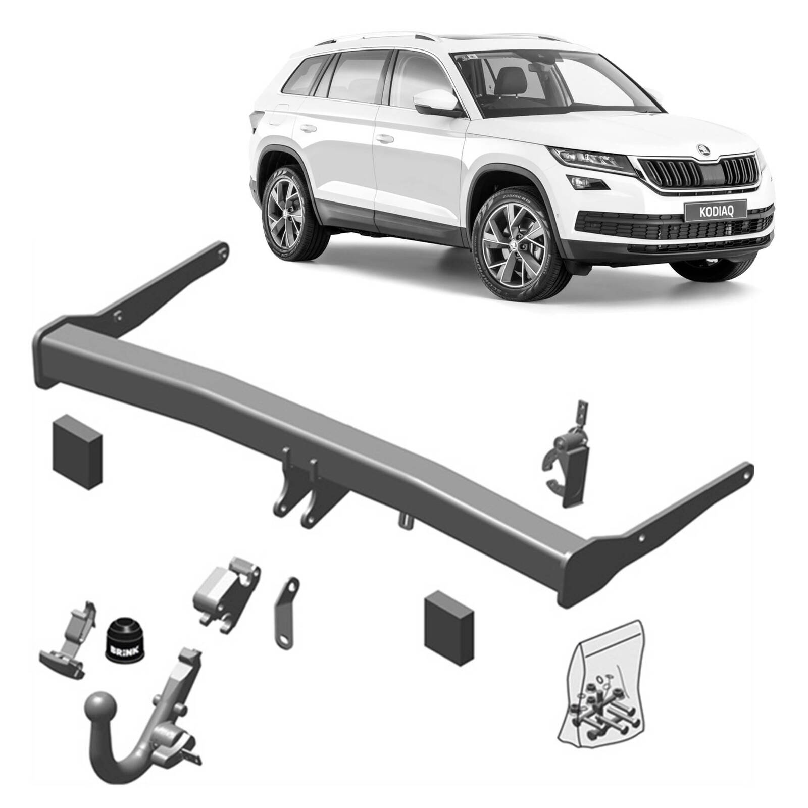 Brink Eurpoean Style Towbar & Universal Wiring for Skoda Kodiaq (10/2016 - on) image