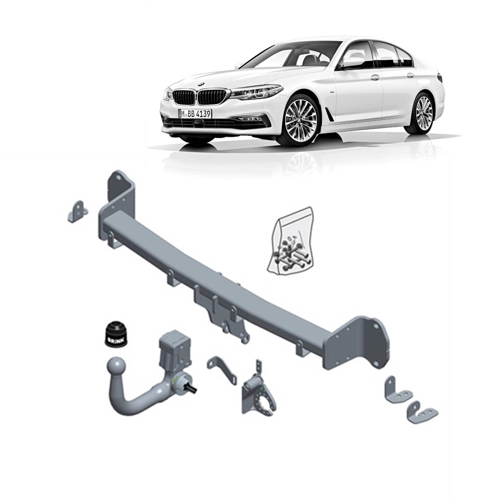 Brink European Style Towbar and Universal Wiring Harness for BMW 6 (06/2017 - 06/2020), BMW 5 (09/2016 - on), BMW 5 (03/2017 - on) image