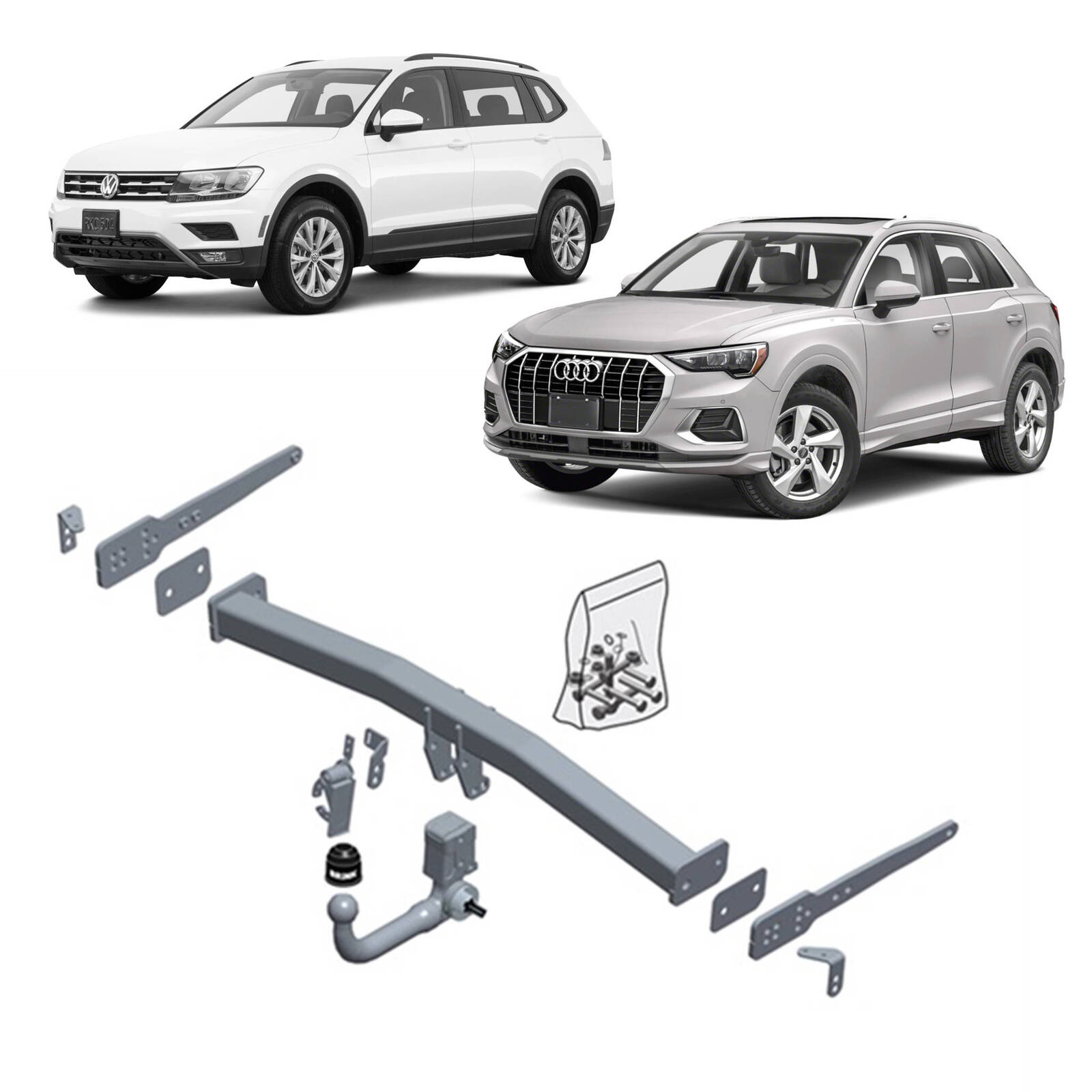 Brink Towbar for Volkswagen Tiguan (01/2016 - on), Volkswagen Tiguan (09/2007 - 12/2015), Volkswagen Tiguan Allspace (03/2017 - on), Audi Q3 (05/2011  image