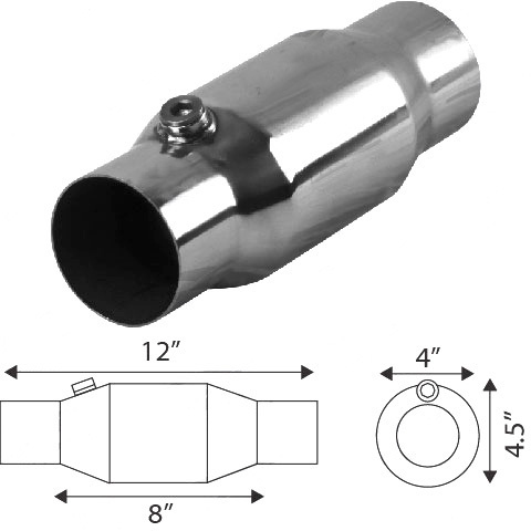 3.5" High Flow Catalytic Converter 100 Cell Stainless Performance image