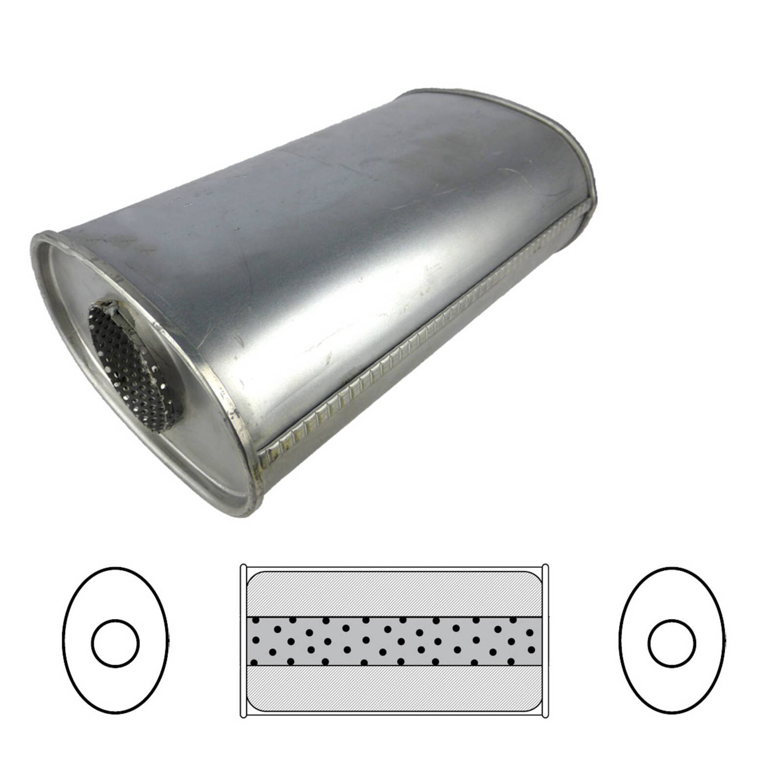 3" Redback Muffler 8" x 5" Oval, 10" Long Centre/Centre, Megaflow (No Spigots) image