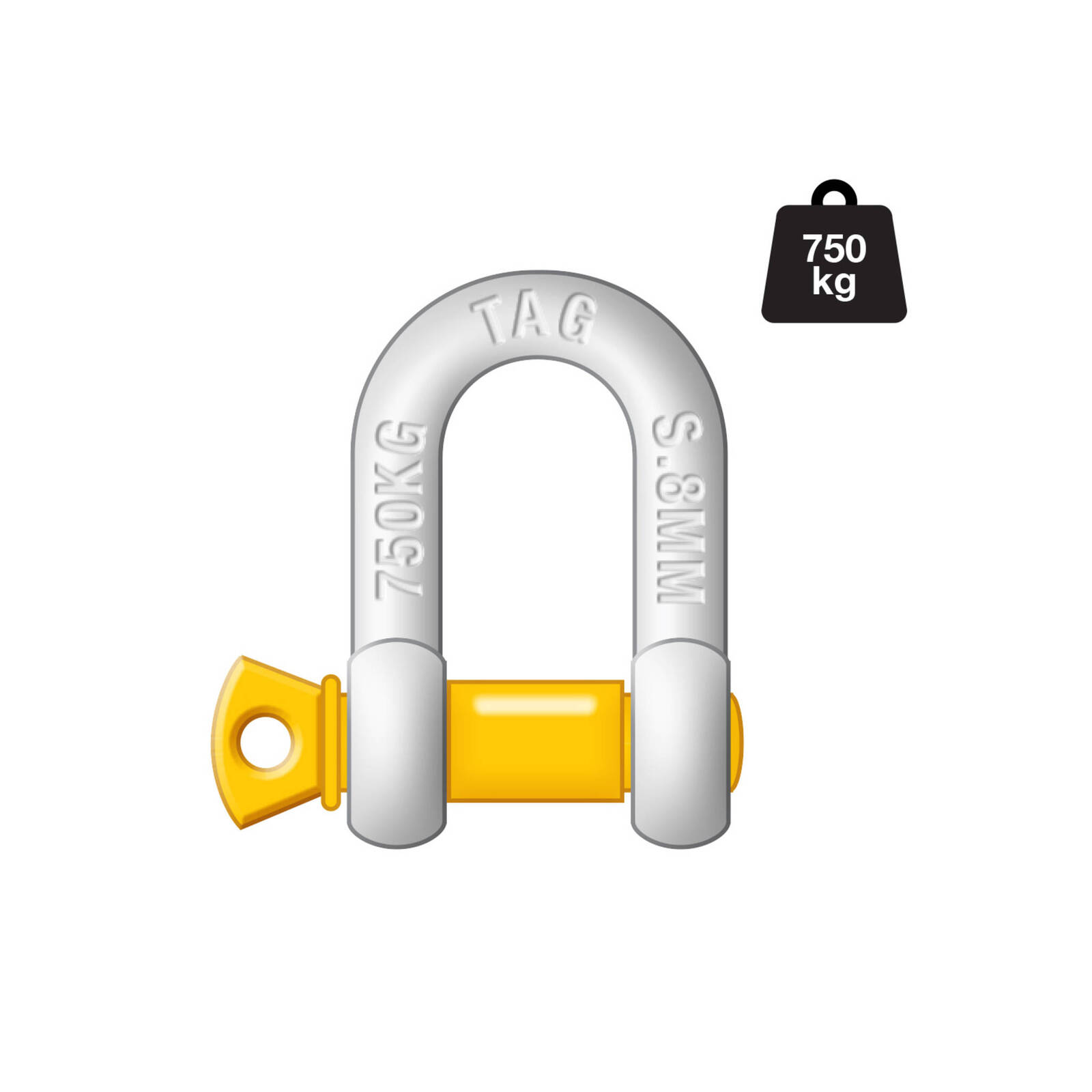 TAG D-Shackle - 8mm, 750kg, Drop Forged Carbon Steel image