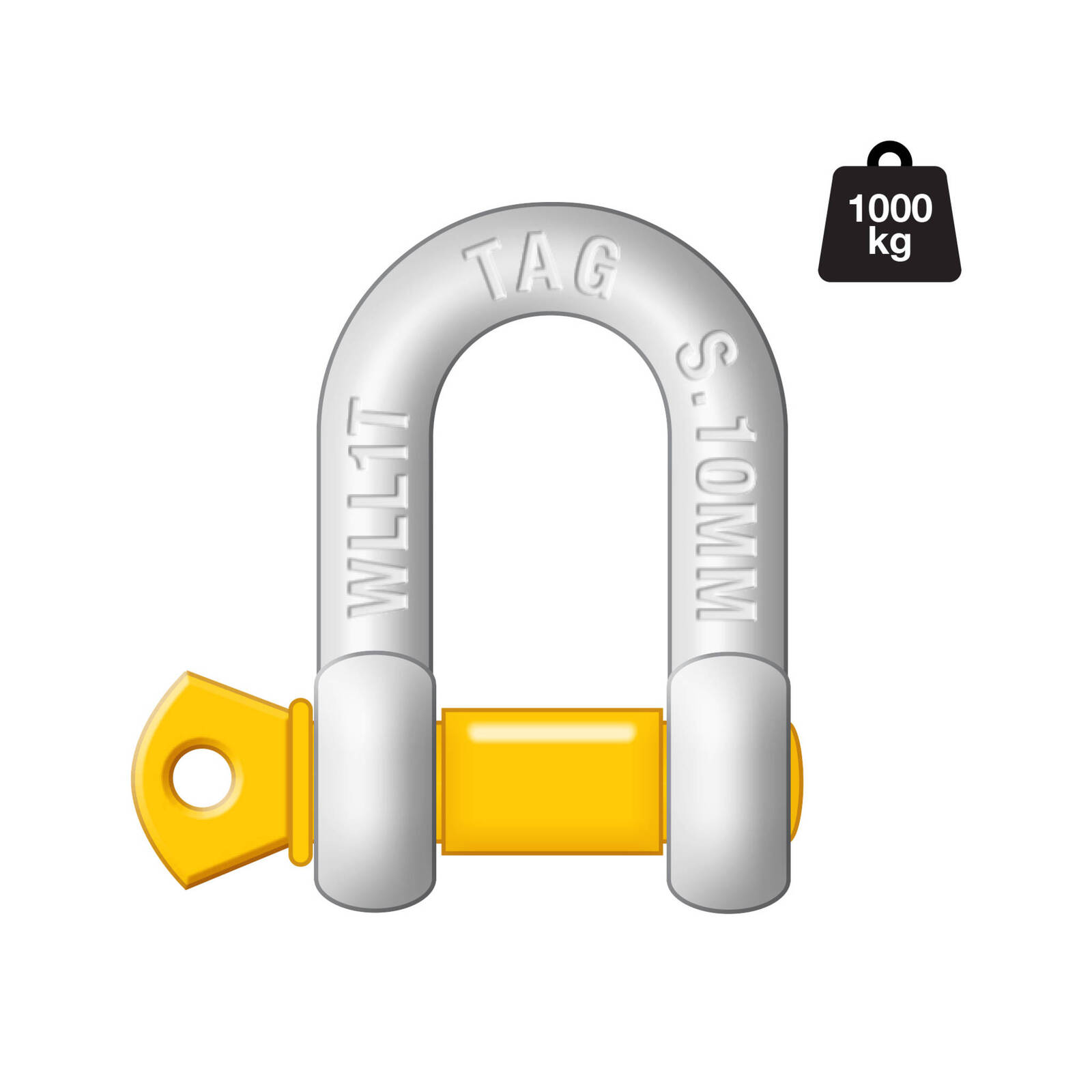 TAG D-Shackle - 10mm, 1000kg, Carbon Steel, Galvanised image