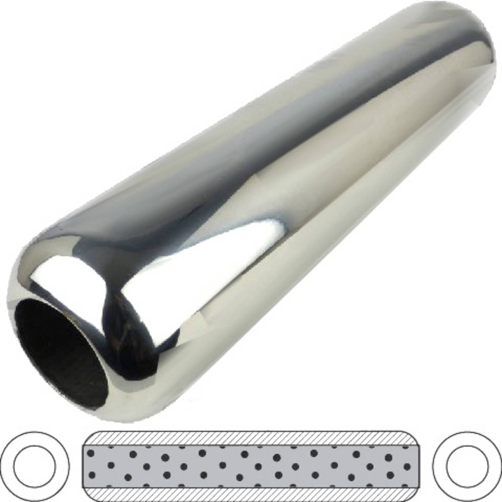 3.5" Hotdog Resonator 14" Long Perforated 304 Stainless Steel image