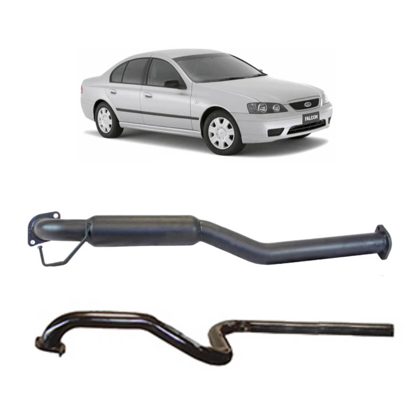 Redback 2.5" Catback Exhaust with Hotdog Centre and Single Outlet Rear Muffler Delete for Ford Falcon BA BF Sedan(2003 -  2008) image