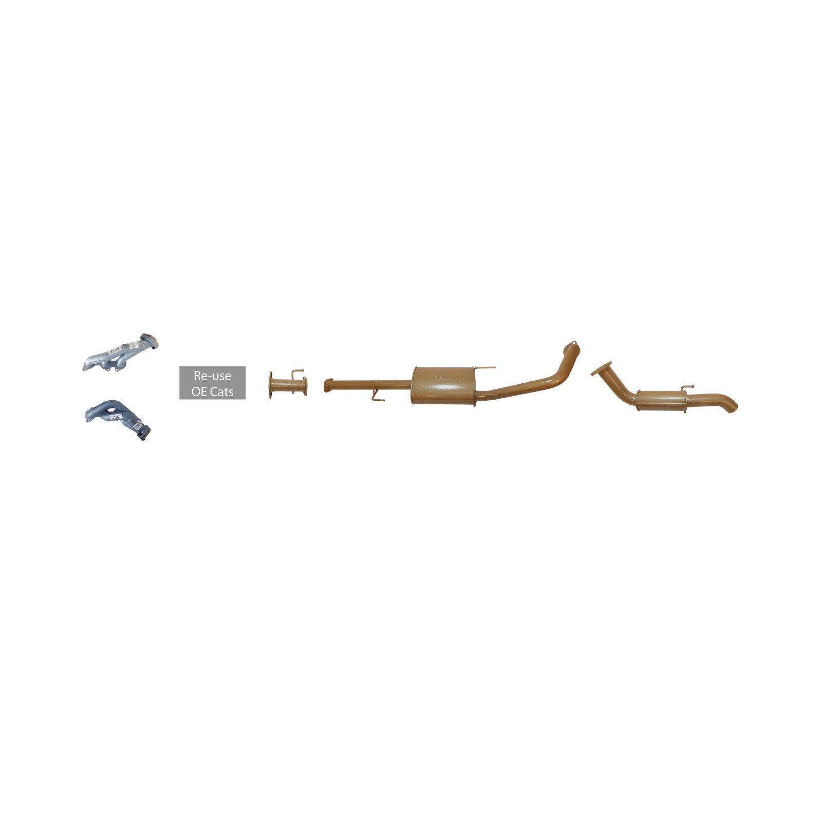 Toyota Prado 120 Series 4L V6 Petrol 2002 to 2009Single 2 1/2" Cat Back with Headers Kit by King Brown  image