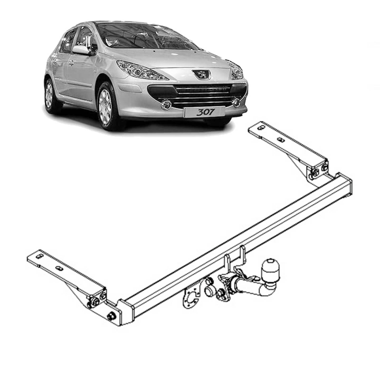 TAG Towbar for Peugeot 307 (08/2000 - 09/2009), 308 (09/2007 - 10/2014) image