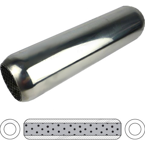 4" Round, 12" Long, 3", C/C, Perforated Without Spigots, Stainless image