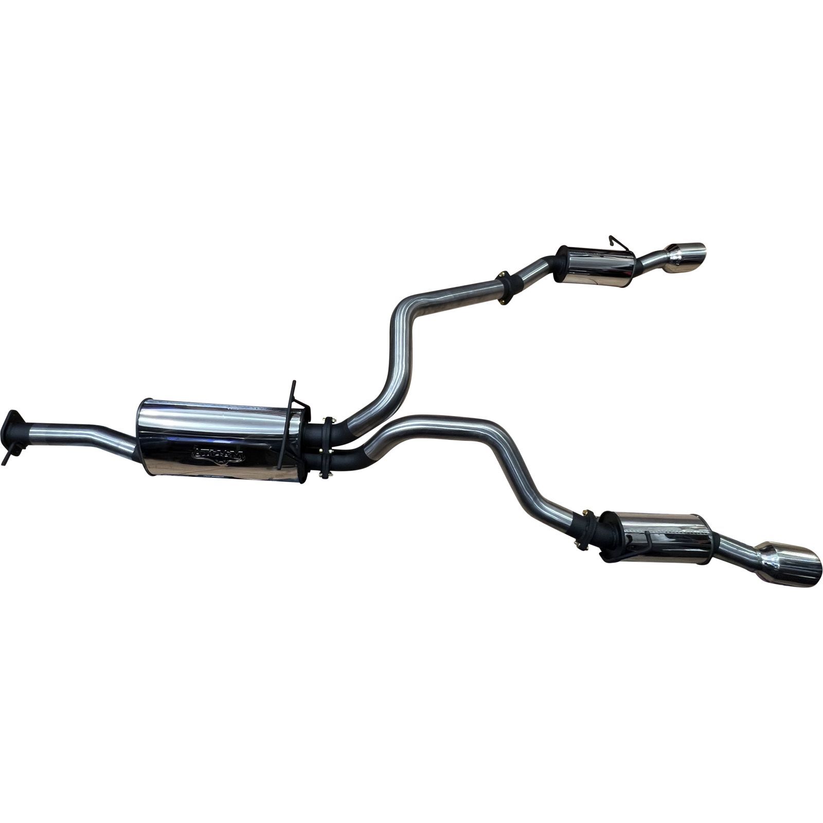 RAM DT 1500 5.7L V8 3in Twin Cat Back Exhaust, Rear Muffler With 5in Chrome tips image