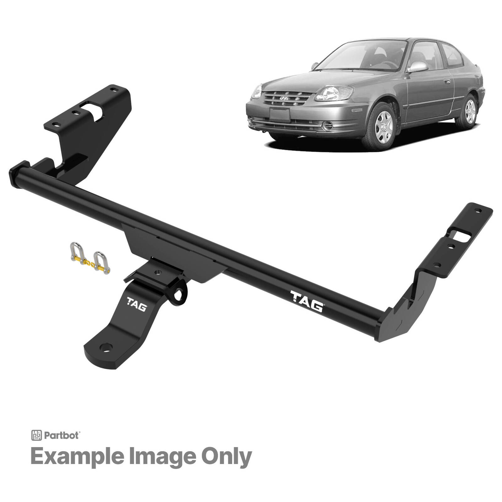 TAG Standard Duty Towbar and Universal Wiring Harness for Hyundai Excel (11/1997 - 01/2000), Accent (06/2000 - 12/2006) image