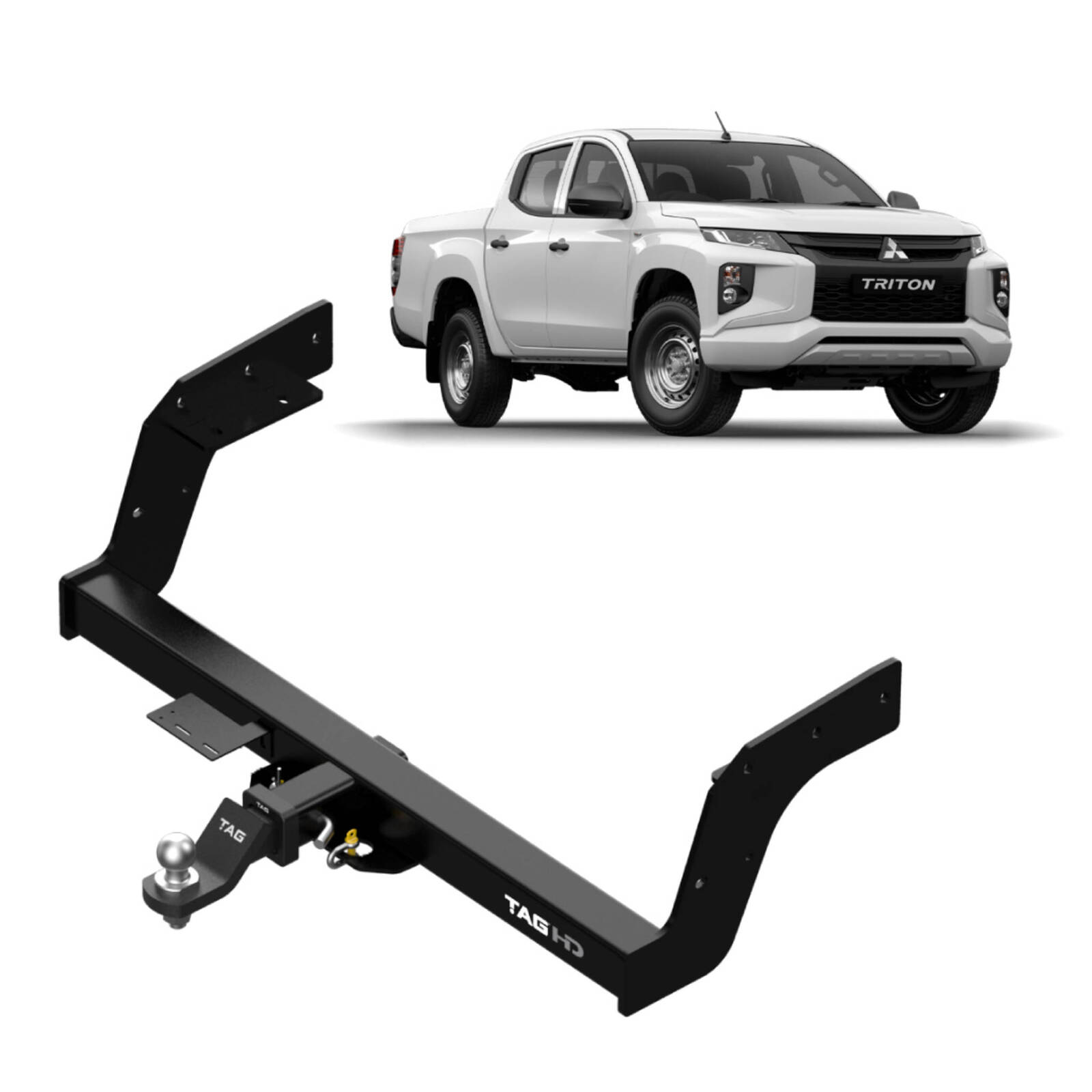 TAG Heavy Duty Towbar & Direct Fit Wiring for Mitsubishi Triton MQ Series With Rear Bumper Step (05/2015 - 11/2018) image