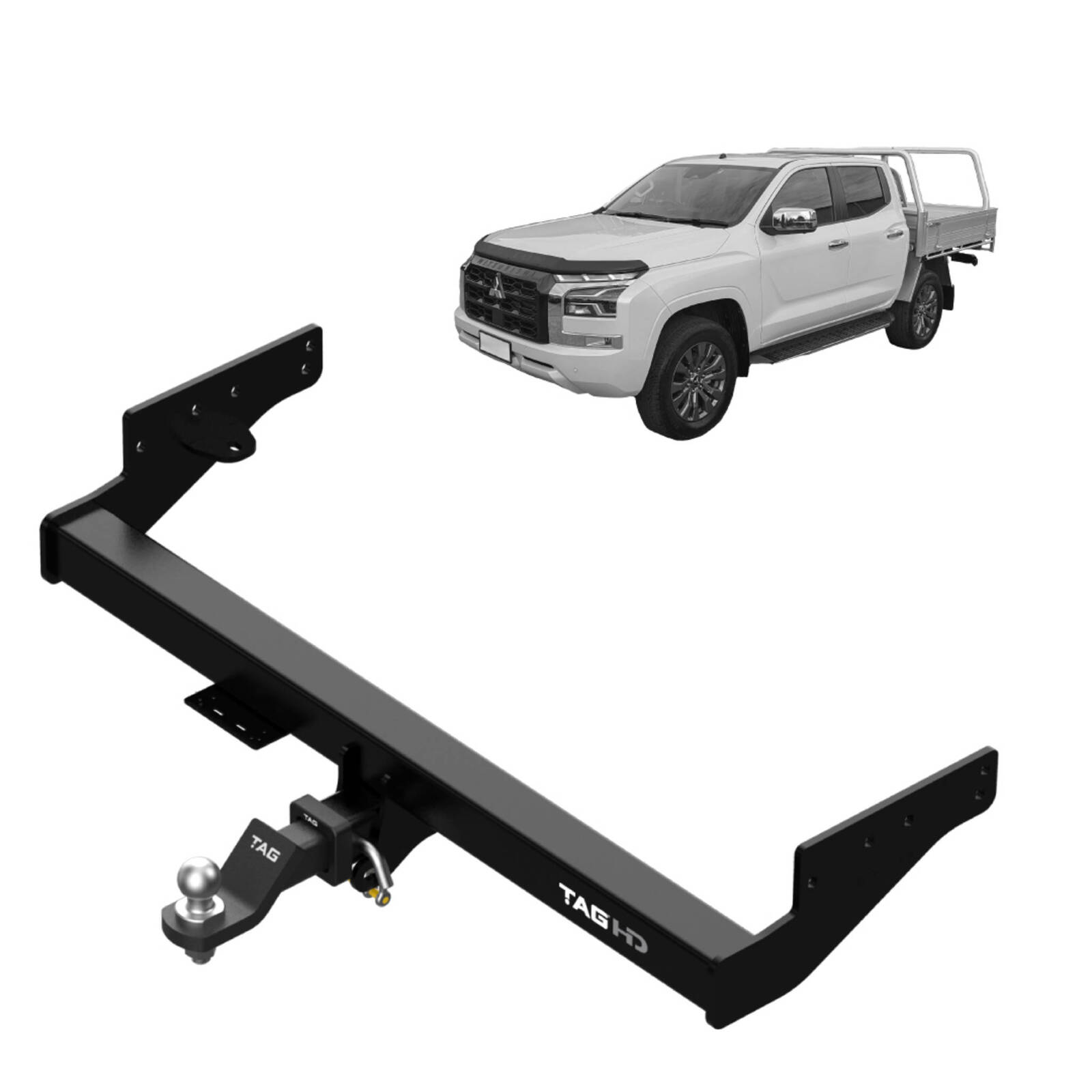 TAG Heavy Duty Towbar & Universal Wiring for Mitsubishi Triton MV Cab Chassis (2024 - On) image