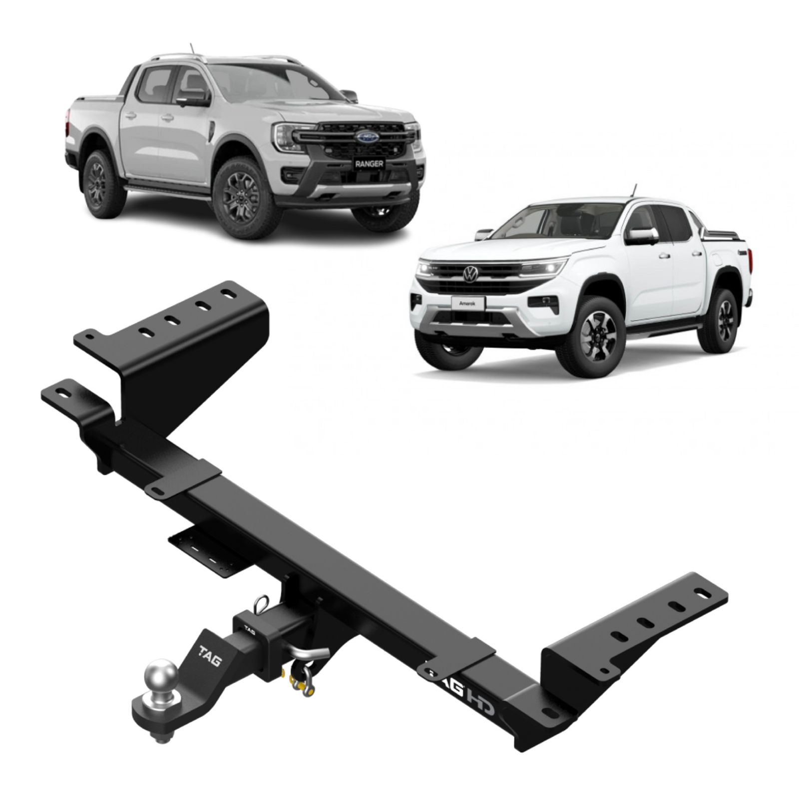 TAG Heavy Duty Towbar & Direct Fit Wiring for Next-Gen Ford Ranger (06/2022 - on), Volkswagen Amarok (12/2022 - on) - Styleside Utes image