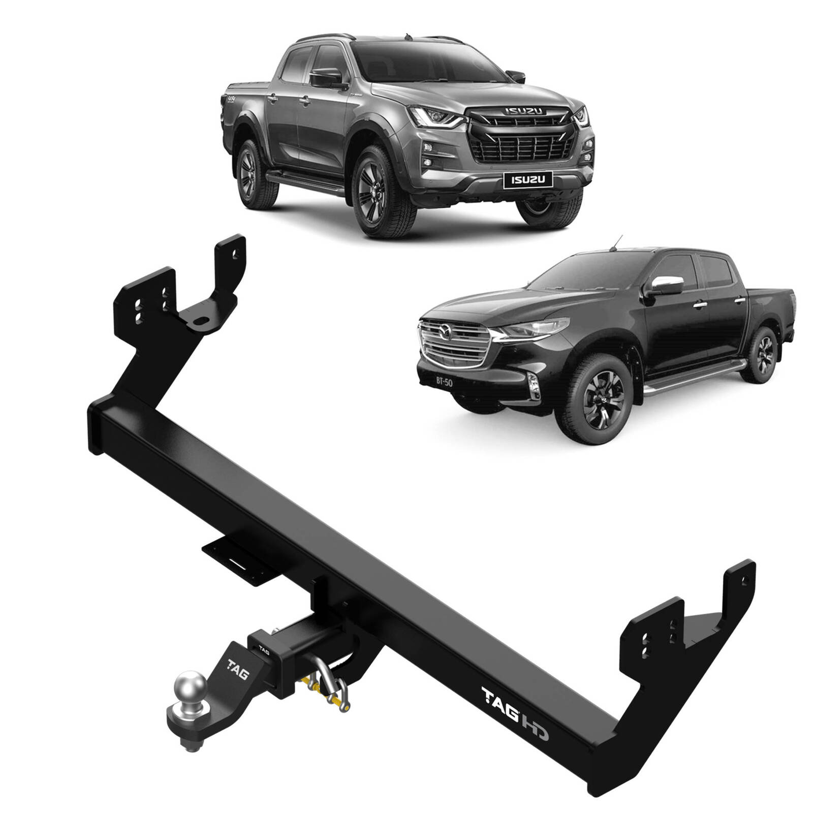 TAG Heavy Duty Towbar & Direct Fit Wiring for Isuzu D-MAX (10/2020 - on), Mazda BT-50 (07/2020 - on) image