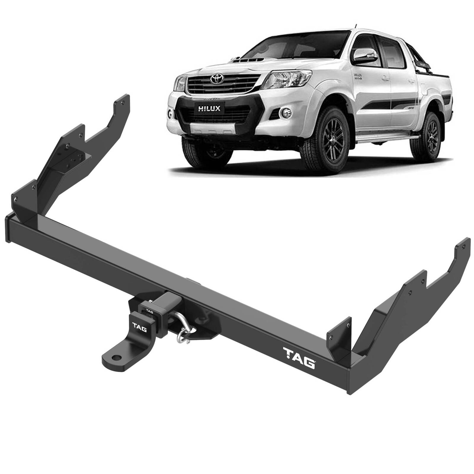 TAG Heavy Duty Towbar & Direct Fit Wiring Kit for Toyota Hilux Utes With Rear Step (08/2008 - 09/2015) image