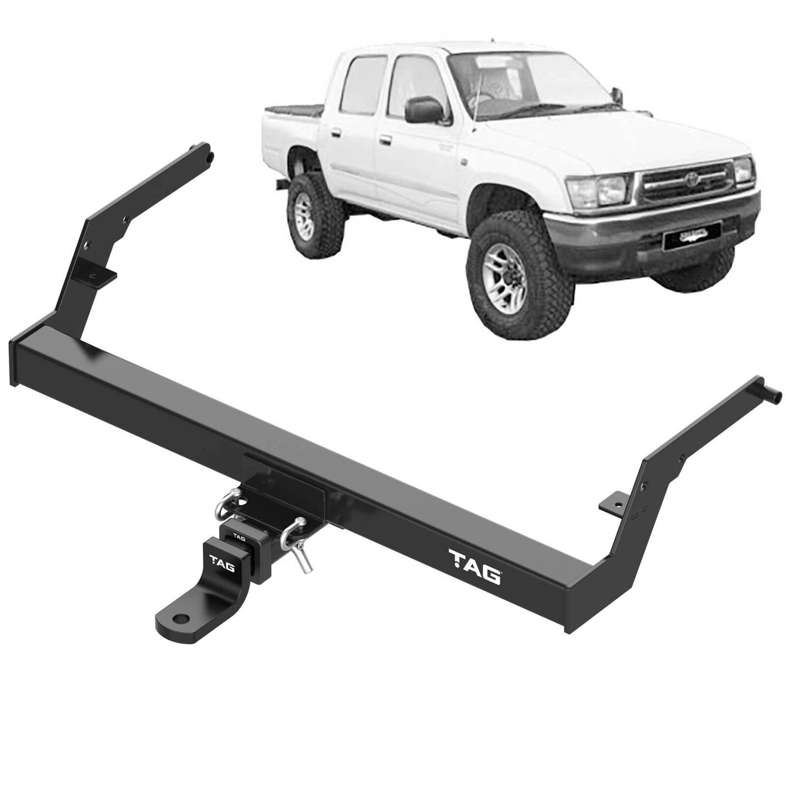 TAG Heavy Duty Towbar & Direct Fit Wiring for Toyota Hilux Ute No Rear Bumper Step (10/1983 - 03/2005) image