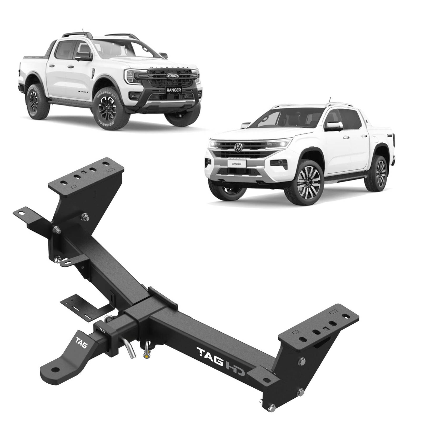 TAG Heavy Duty Towbar & Direct Fit Wiring for Styleside Ford Ranger (06/2022 - on) Volkswagen Amarok (12/2022 - on) - Tub Body With Step image