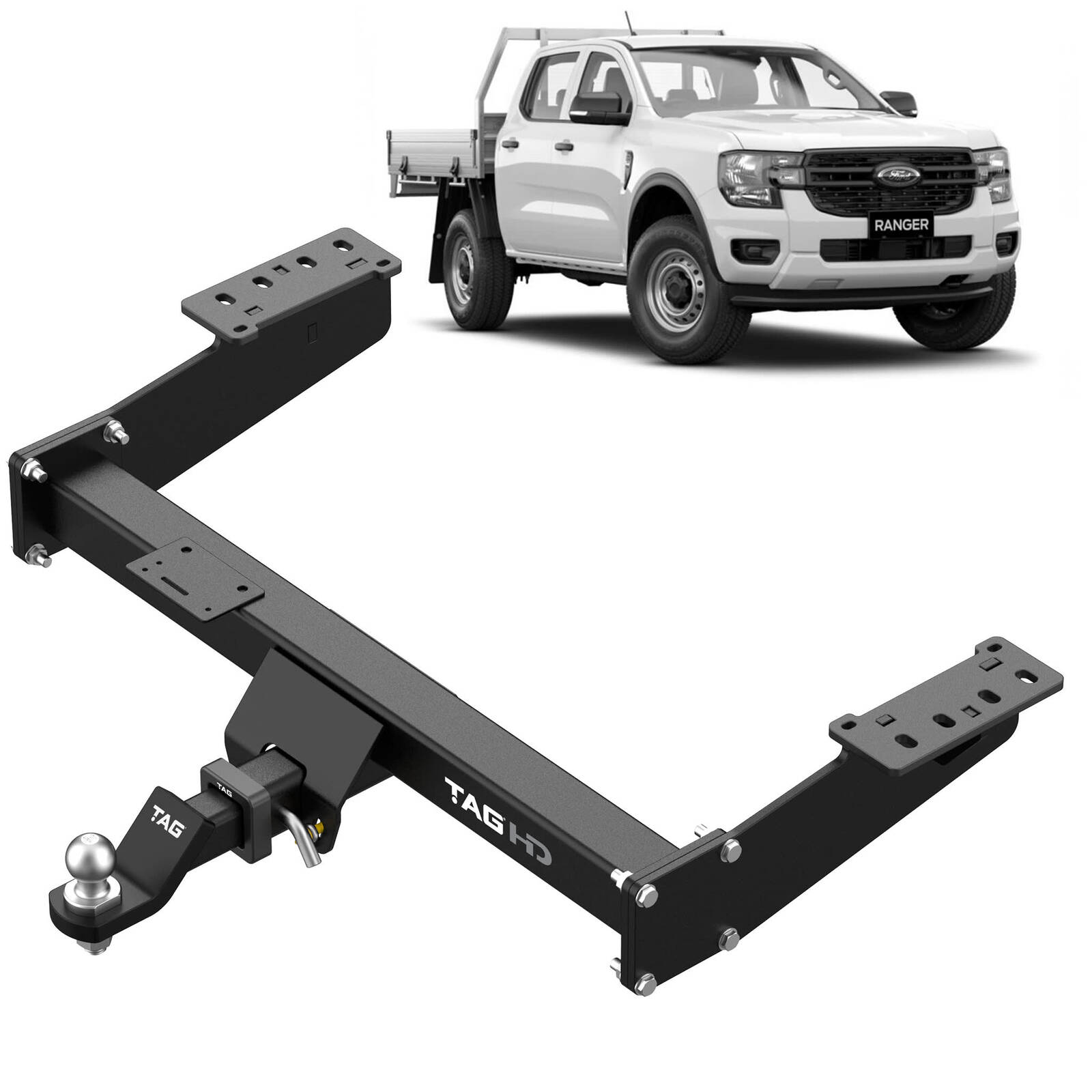 TAG Heavy Duty Extended Towbar & Direct Fit Wiring for Next-Gen Ford Ranger (06/2022 - on), Volkswagen Amarok (12/2022 - on) image