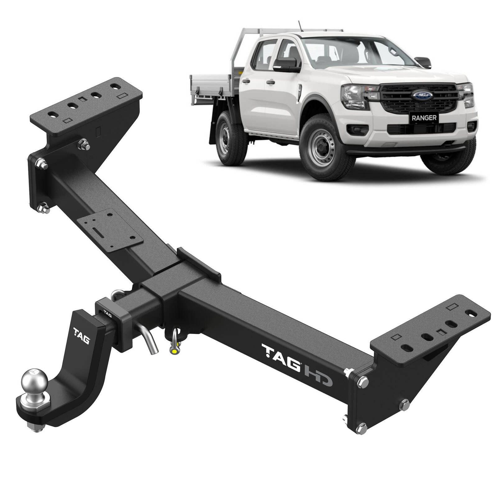 TAG Heavy Duty Towbar and Wiring Kit for Cab Chassis Next-Gen Ford Ranger (06/2022 - on), Volkswagen Amarok (12/2022 - on) image