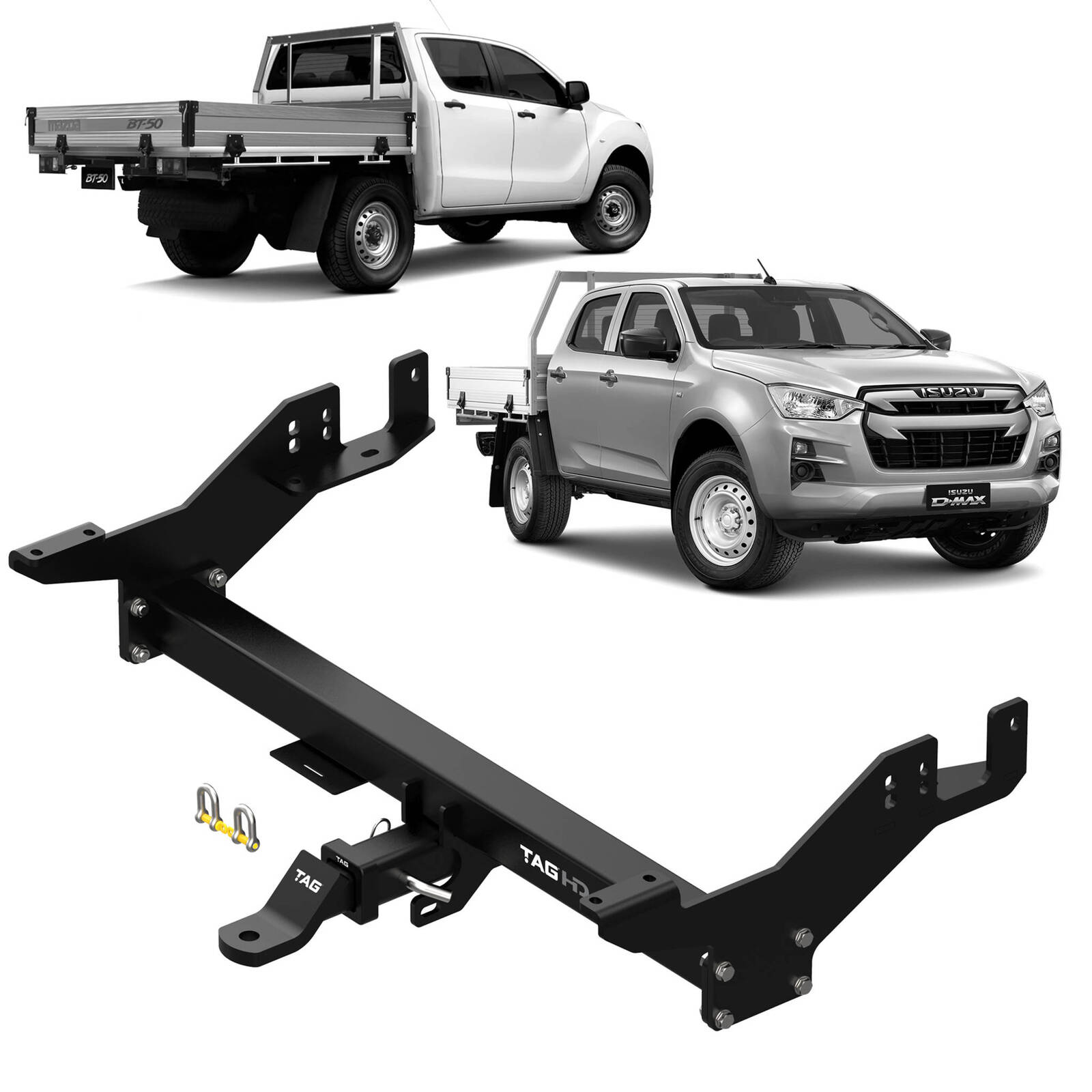 TAG Towbar & Direct Fit Wiring For Isuzu D-max and Mazda BT-50 Models with Extended Tray or Canopy (07/2020 - On) image