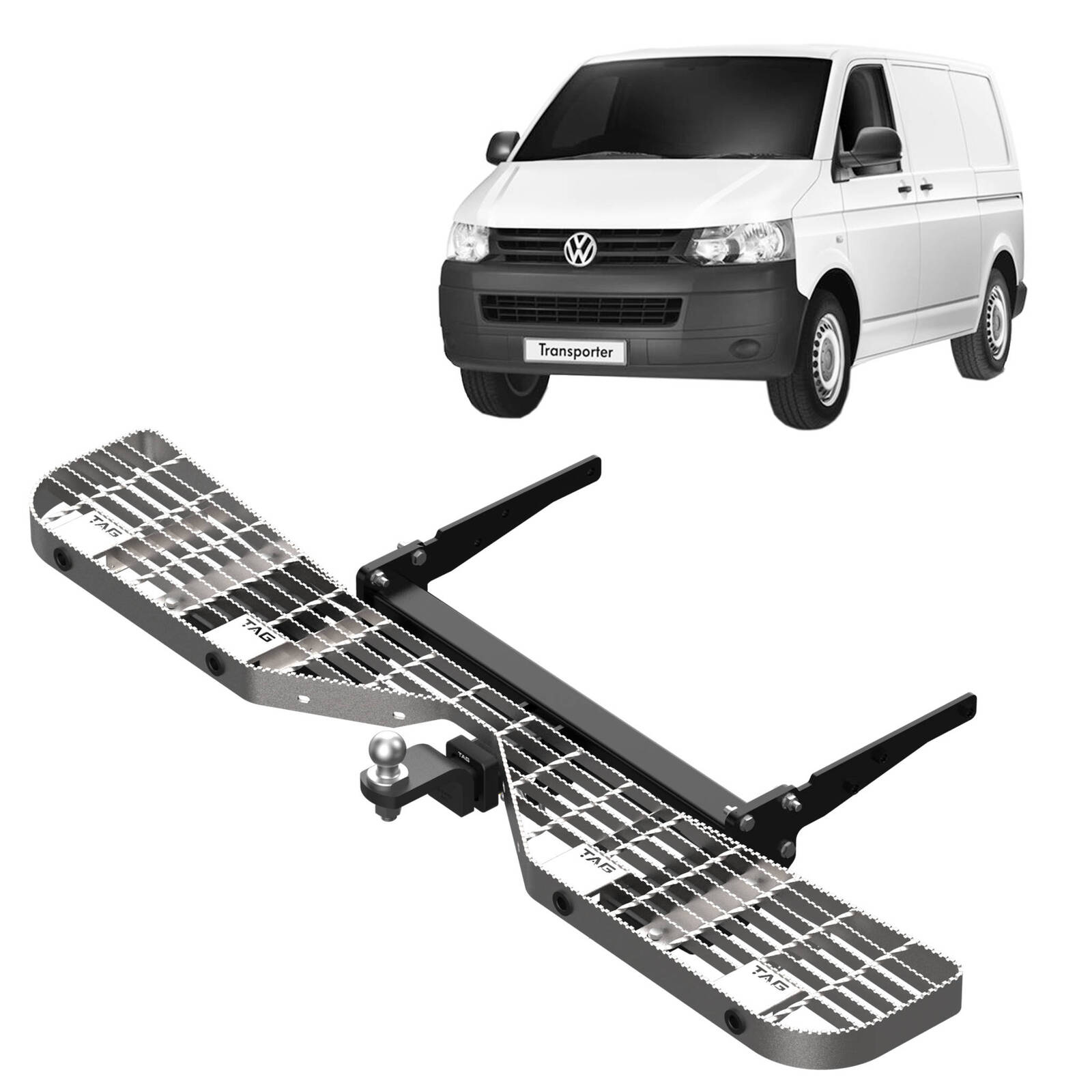 TAG Heavy Duty Towbar & Rear Step for Volkswagen Transporter T5 T6 (04/2003 - 06/2020) image