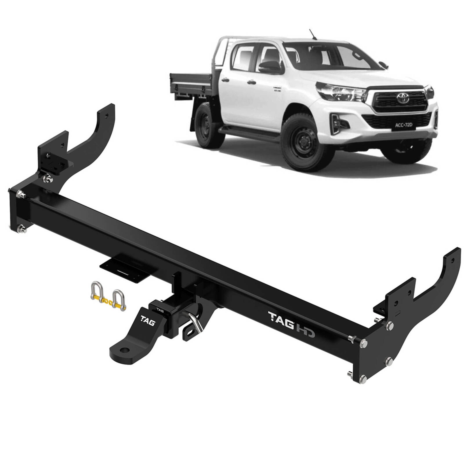 TAG Heavy Duty Towbar & Direct Fit Wiring For Toyota Hilux Models With No Rear Bumper Step (04/2005 - 07/2008) image