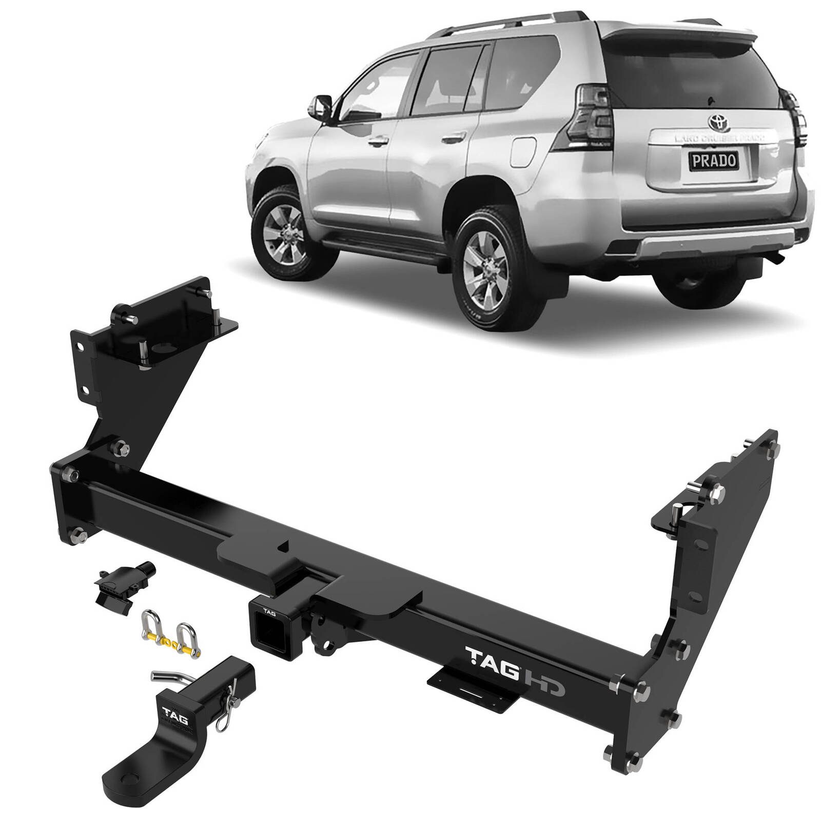 TAG Heavy Duty Towbar & Direct Fit Wiring for Toyota Prado 150 Series With Spare Wheel Underneath (08/2009 - on) image